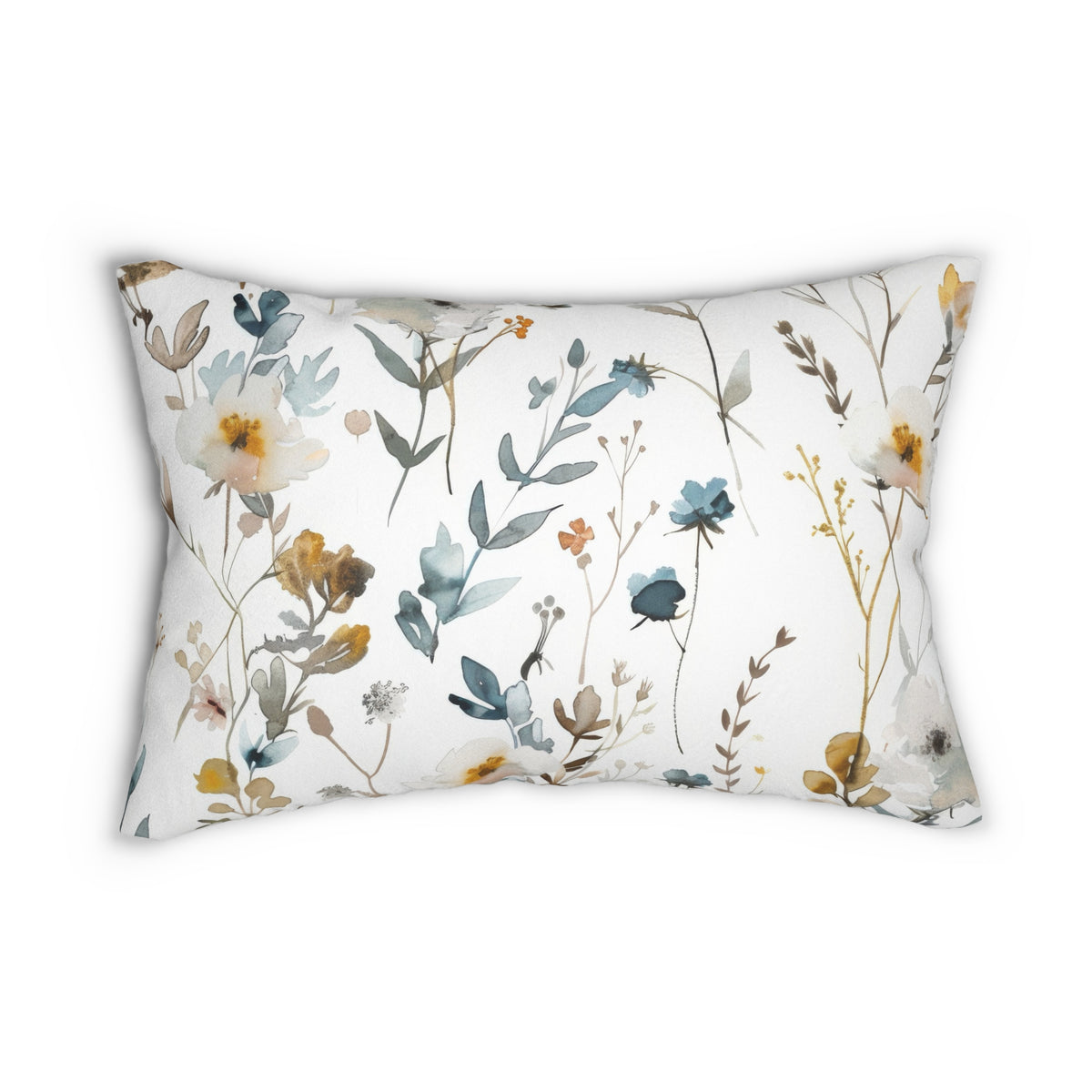 Boho Lumbar Pillow | Dusty Blue Sage Watercolor Floral