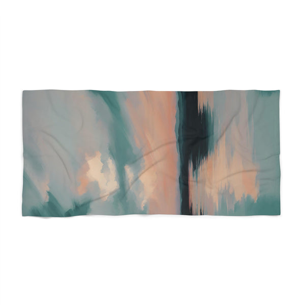 Abstract Bath Towel | Ocean Sunset, Teal Orange