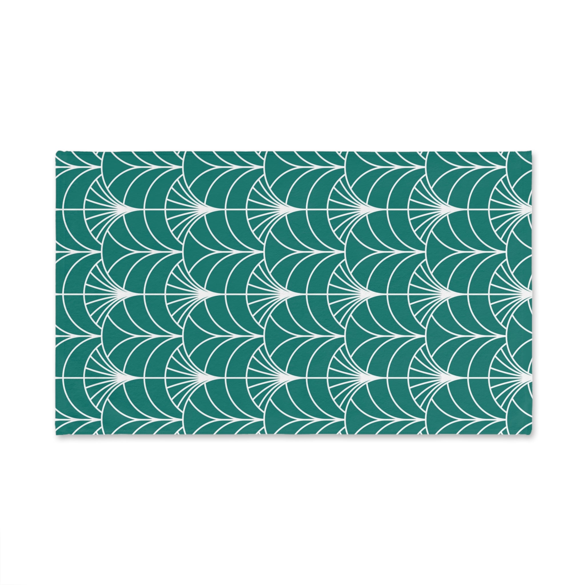 Boho Kitchen, Bath Hand Towel | Art Deco Sea Green White