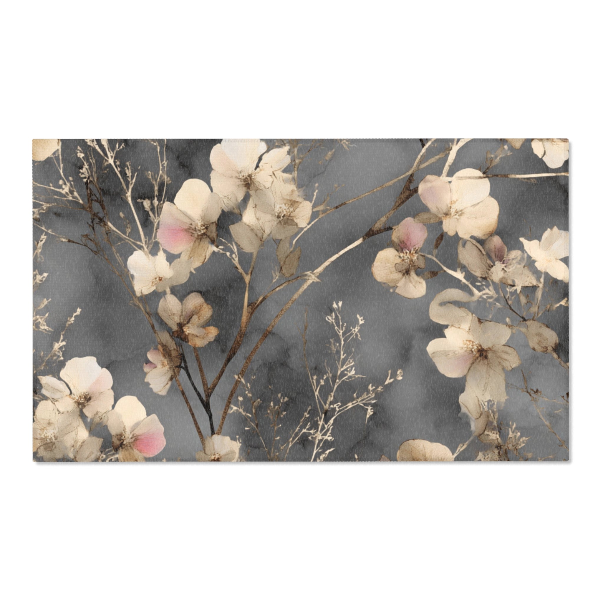 Abstract Area Rug | Floral Grey Beige Watercolor Artsy Rug