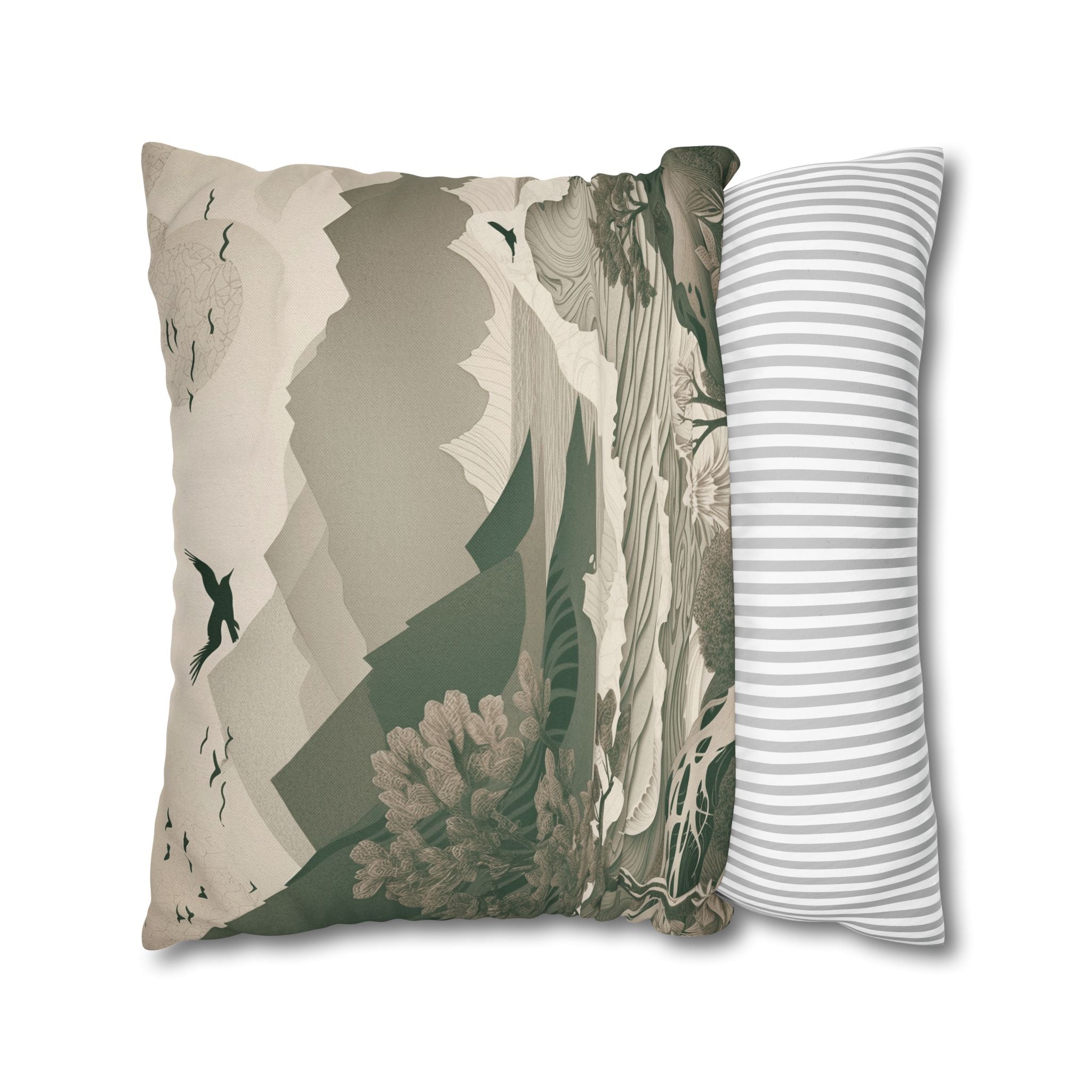 Landscape Throw Pillow Cover, Nature Modern Organic Decor Cushion