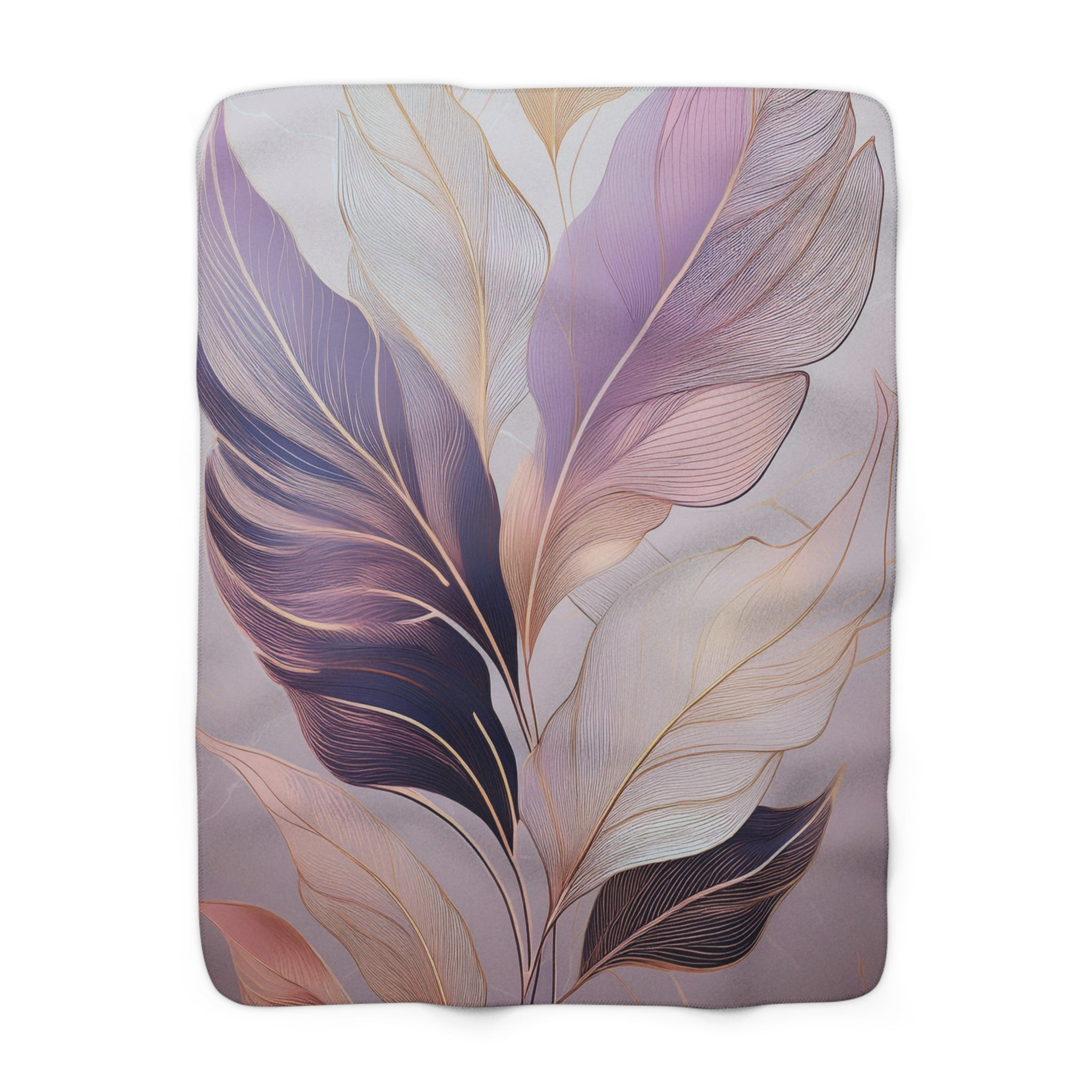 Floral Throw Blanket | Lavender Lilac Purple Leaves