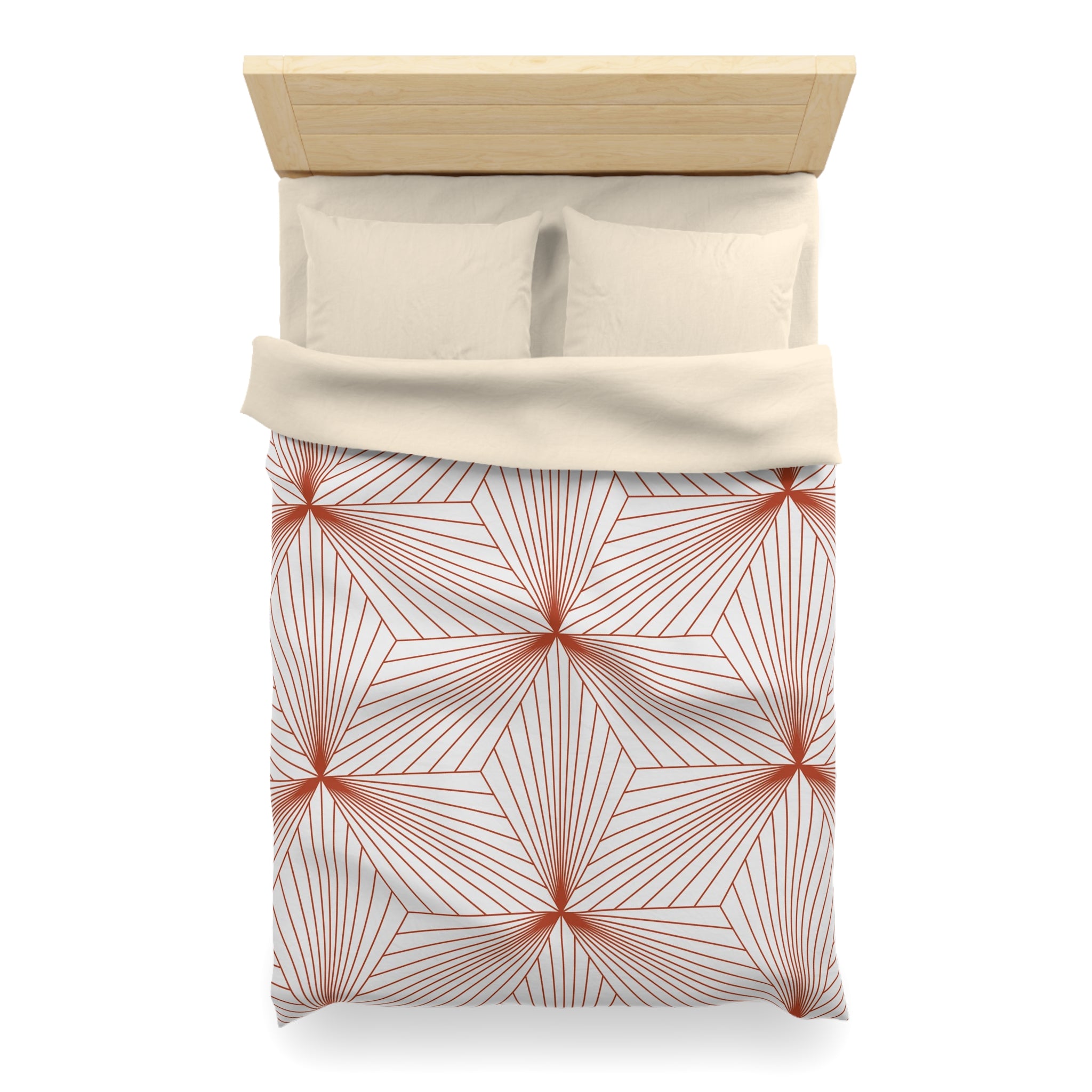 Art Deco Duvet Cover | Rust Red, Off White Bedding Blanket Cover