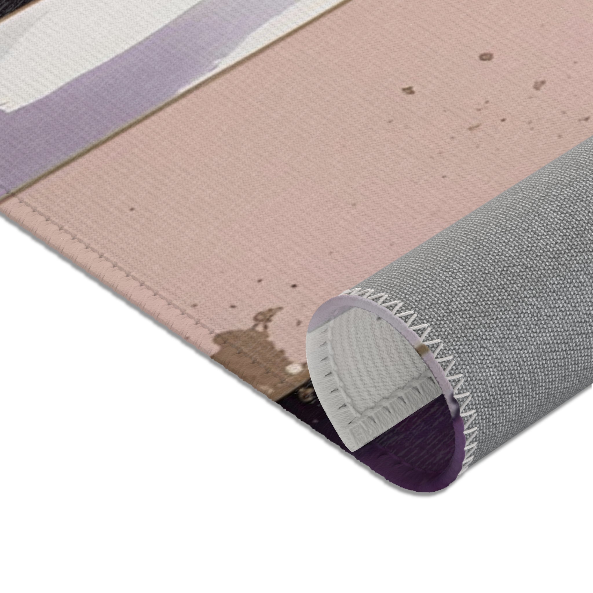 Abstract Area Rug | Geometric Purple Taupe Brown White Watercolor