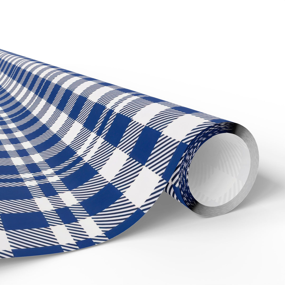 Navy Blue White Gingham Check Wrapping Paper, Gift Wrap