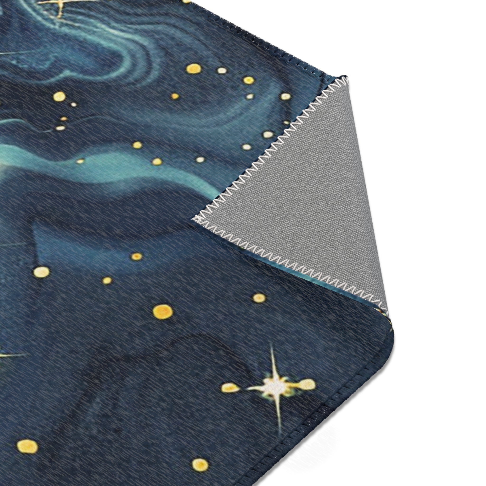 Abstract Area Rug | Celestial Sky Navy Blue Watercolor