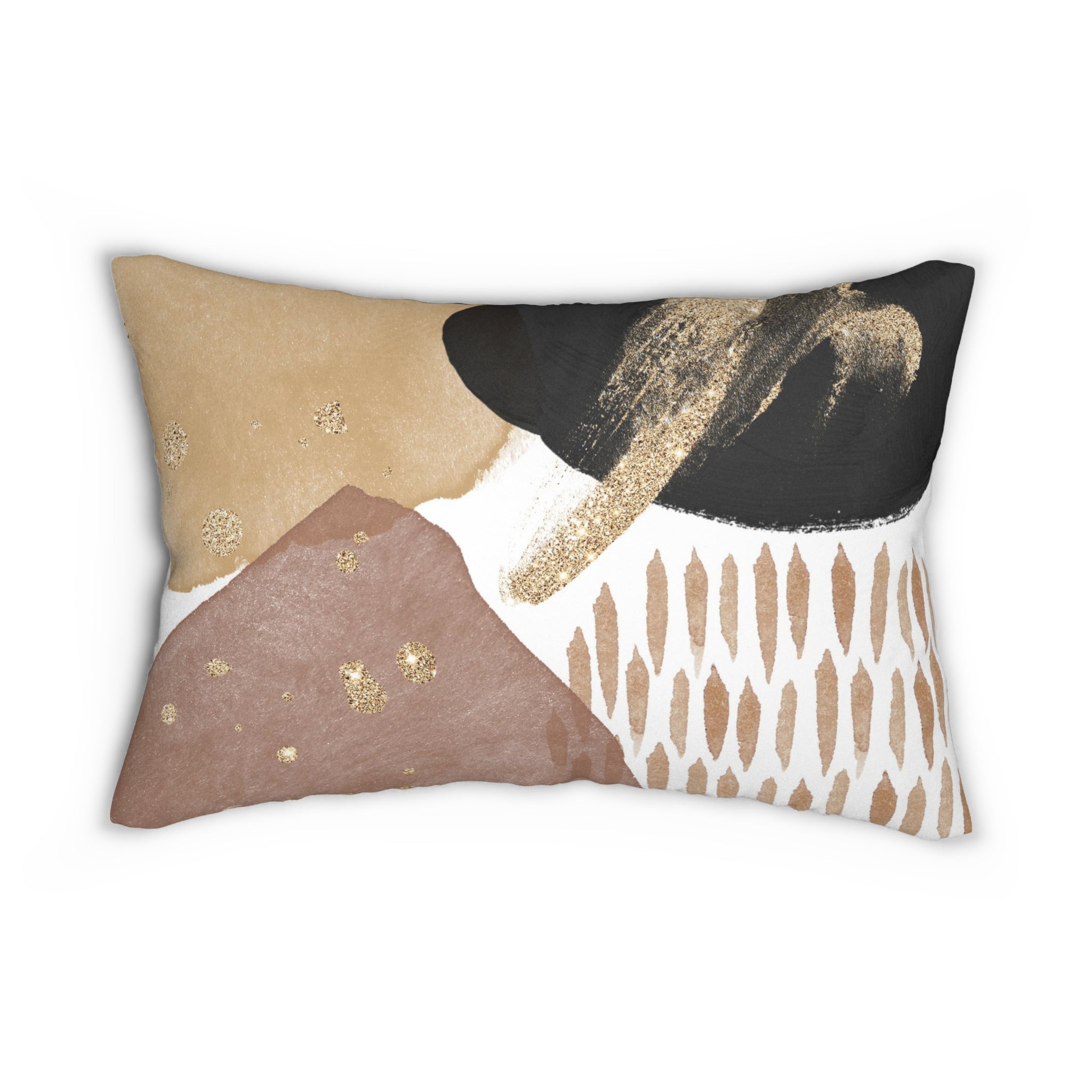 Abstract Lumbar Pillow | Watercolor Beige Black White