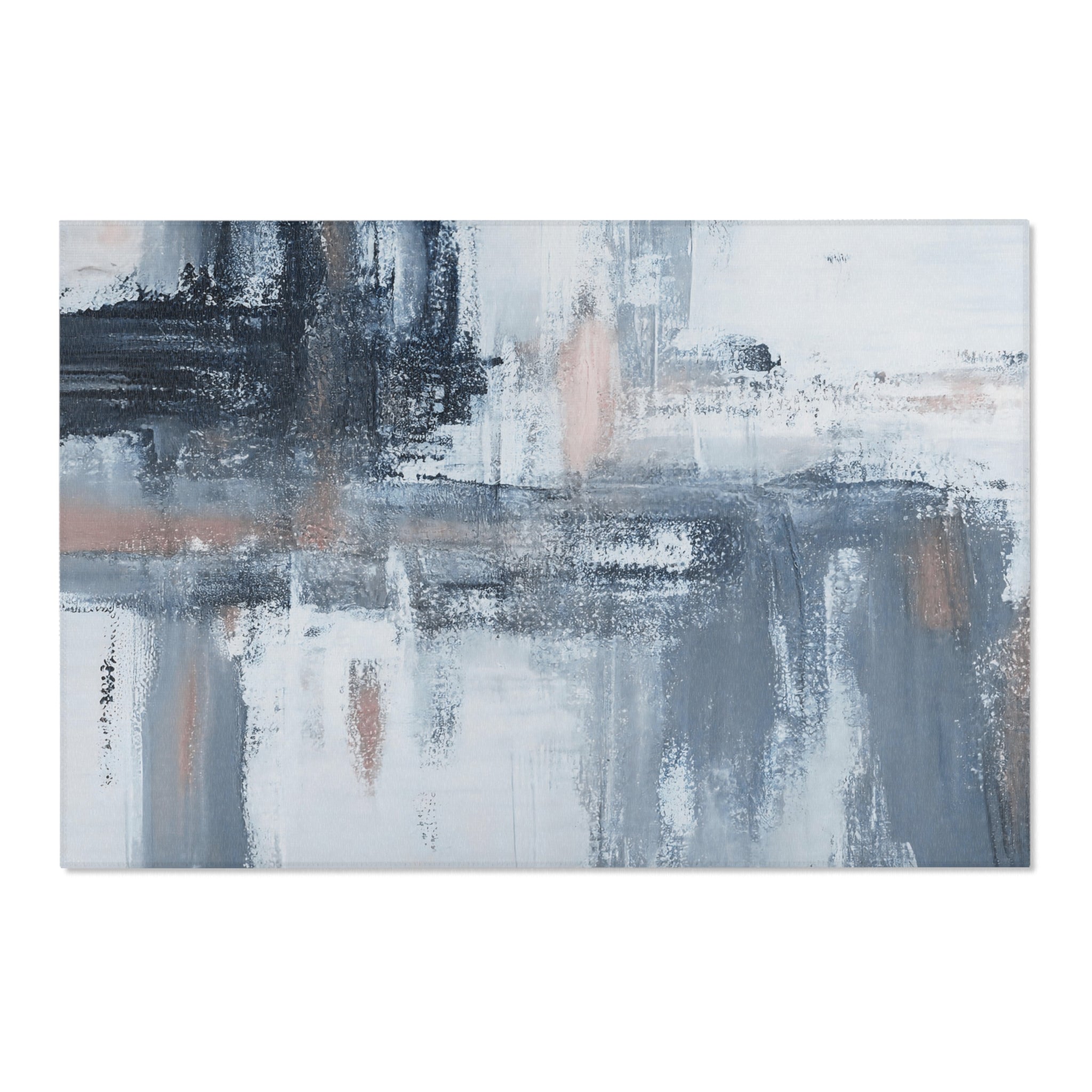 Modern Abstract Large Area Rug | Navy Denim Blue Watercolor Rug