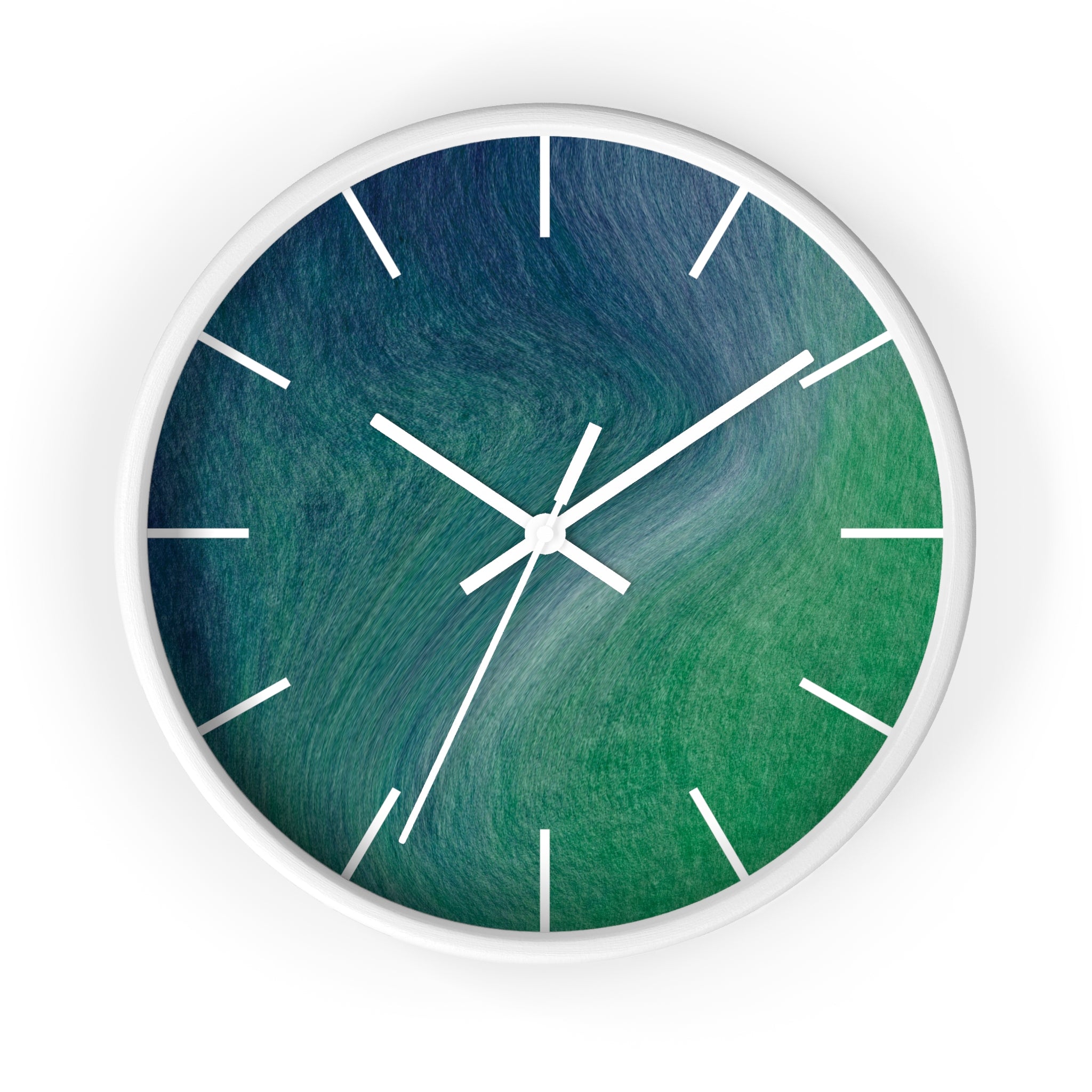 Green Wood Wall Clock | Blue 10" Round Clock