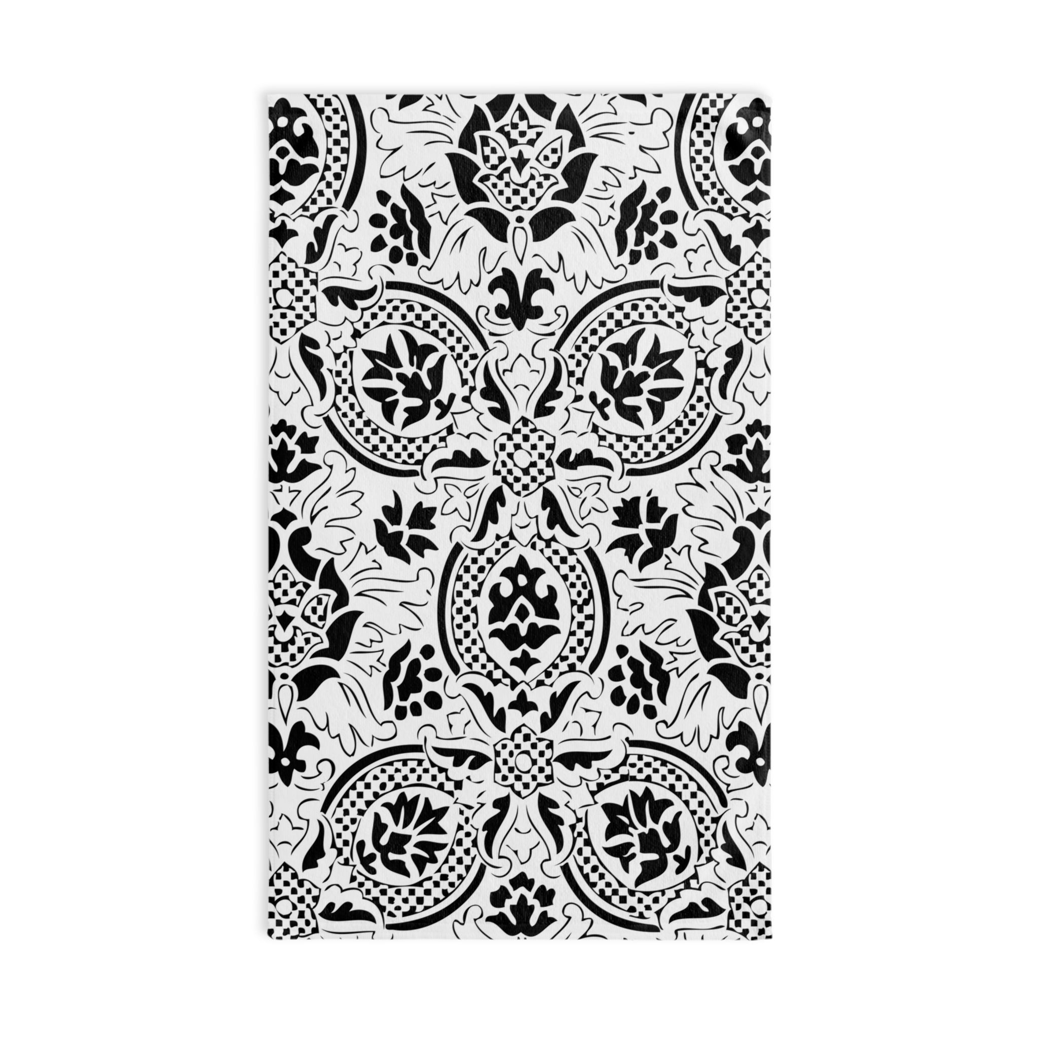 Kitchen, Bath Hand Towel | Black White, Art Deco, Nouveau