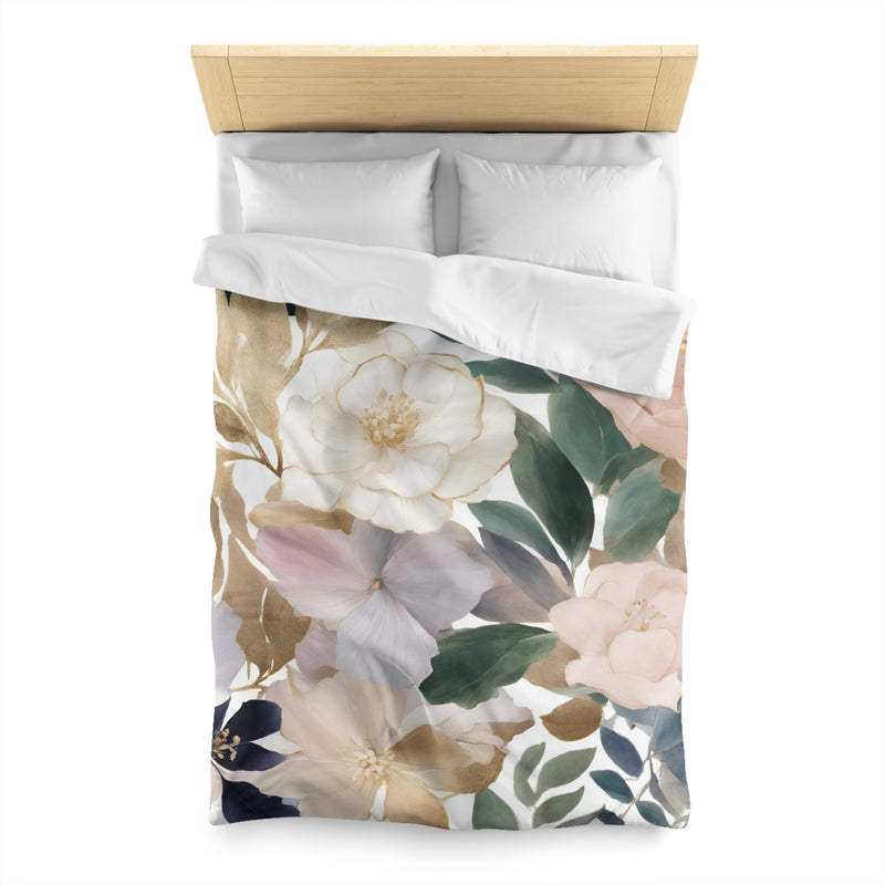Boho Floral Duvet Cover | White Green, Blush Green, Beige Botanical
