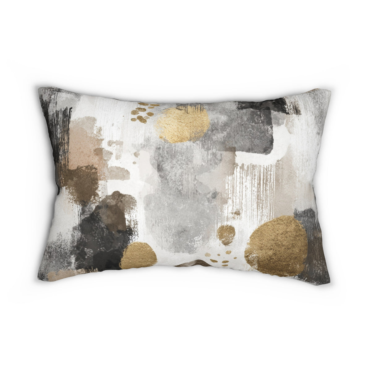 Black Grey and Taupe Abstract Lumbar Pillow