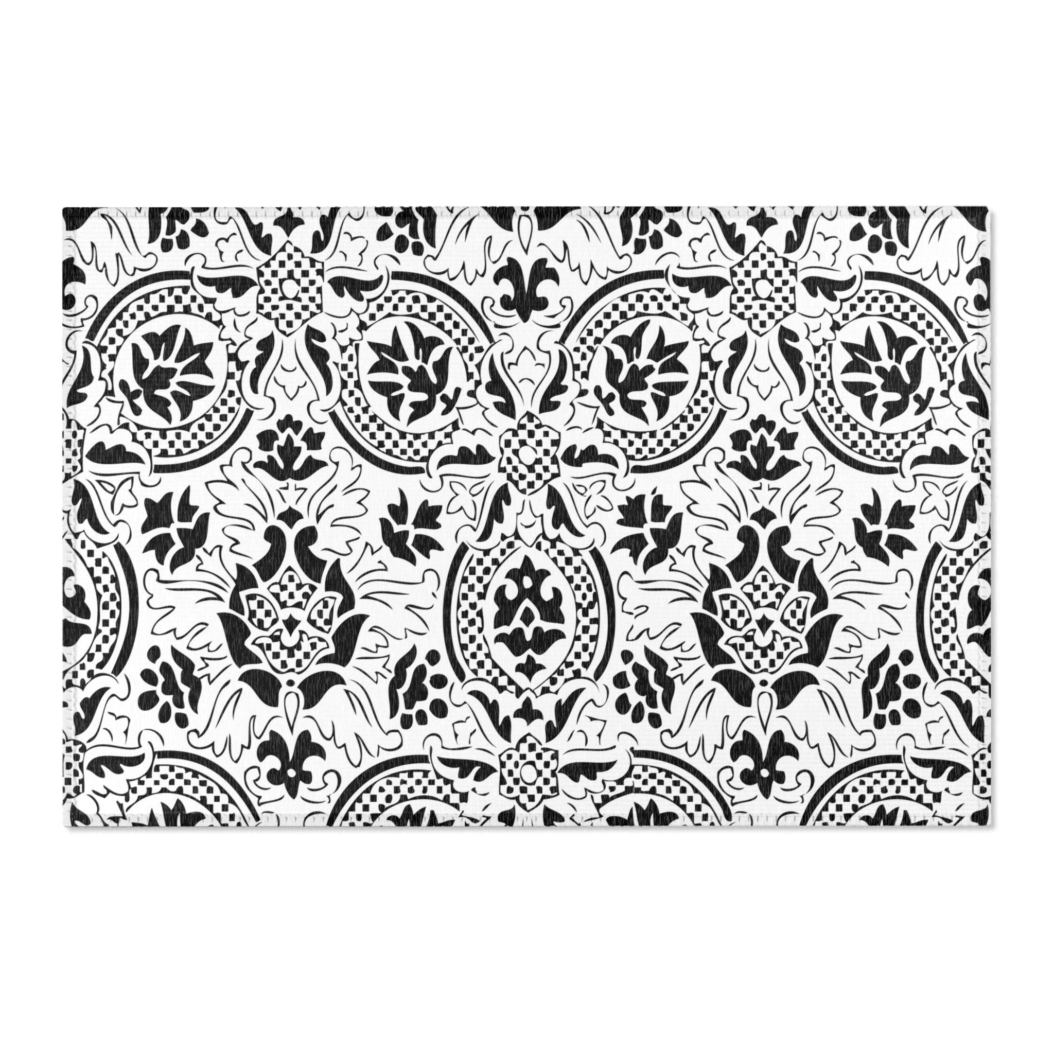 Moroccan Area Rug | Black White, Art Deco, Nouveau