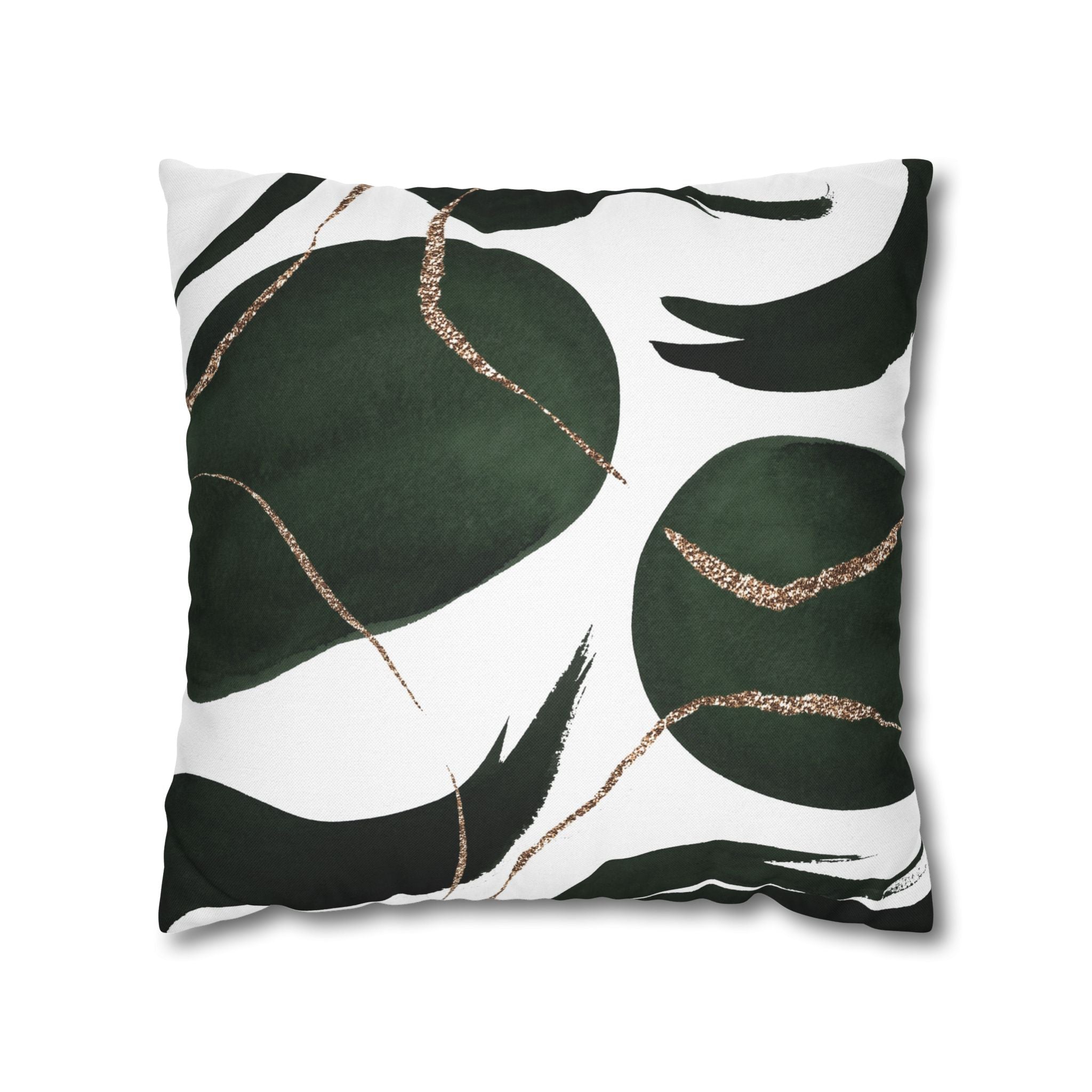 Boho Throw Pillow Cover; Dark Green, Black Couch Cushion