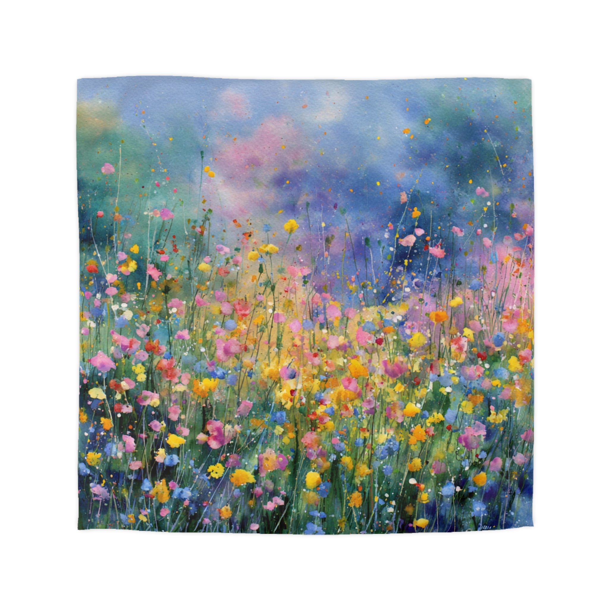 Floral Duvet, Pillow Cover | Blue Yellow Bedroom Decor