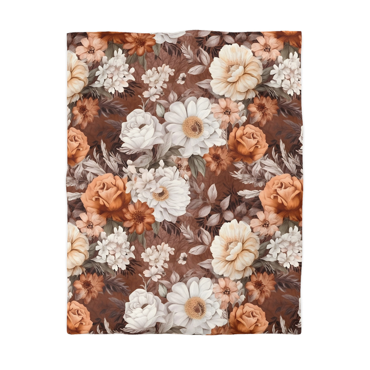 a floral pattern with various types of flowers, including roses, daisies, and other blooms, arranged in a visually appealing manner.