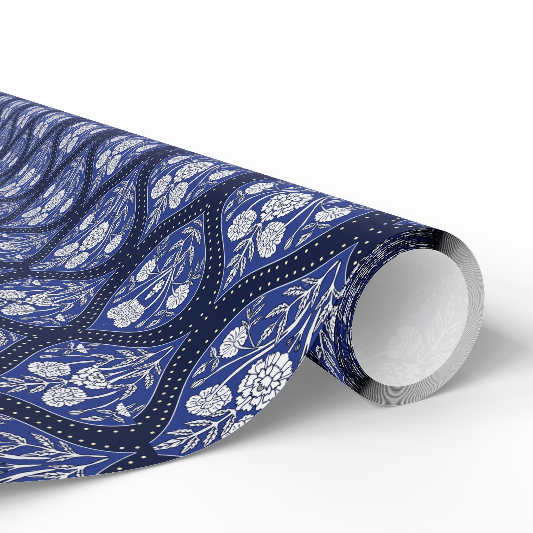 Elegant Wrapping Paper | Vintage Blue White Floral Gift Wrap for the Holidays, Birthdays