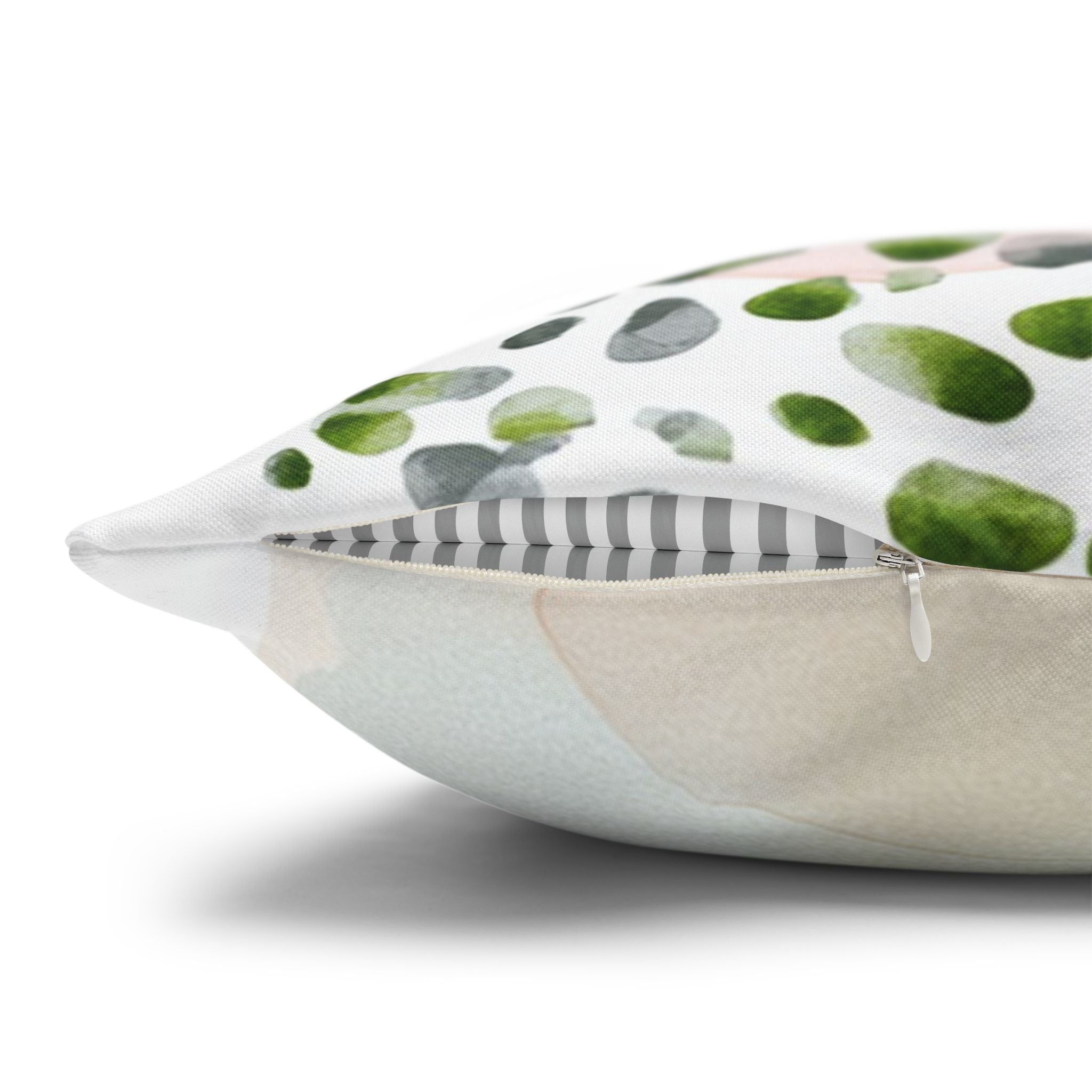 Japandi Throw Pillow Cover | Sea Green Blush
