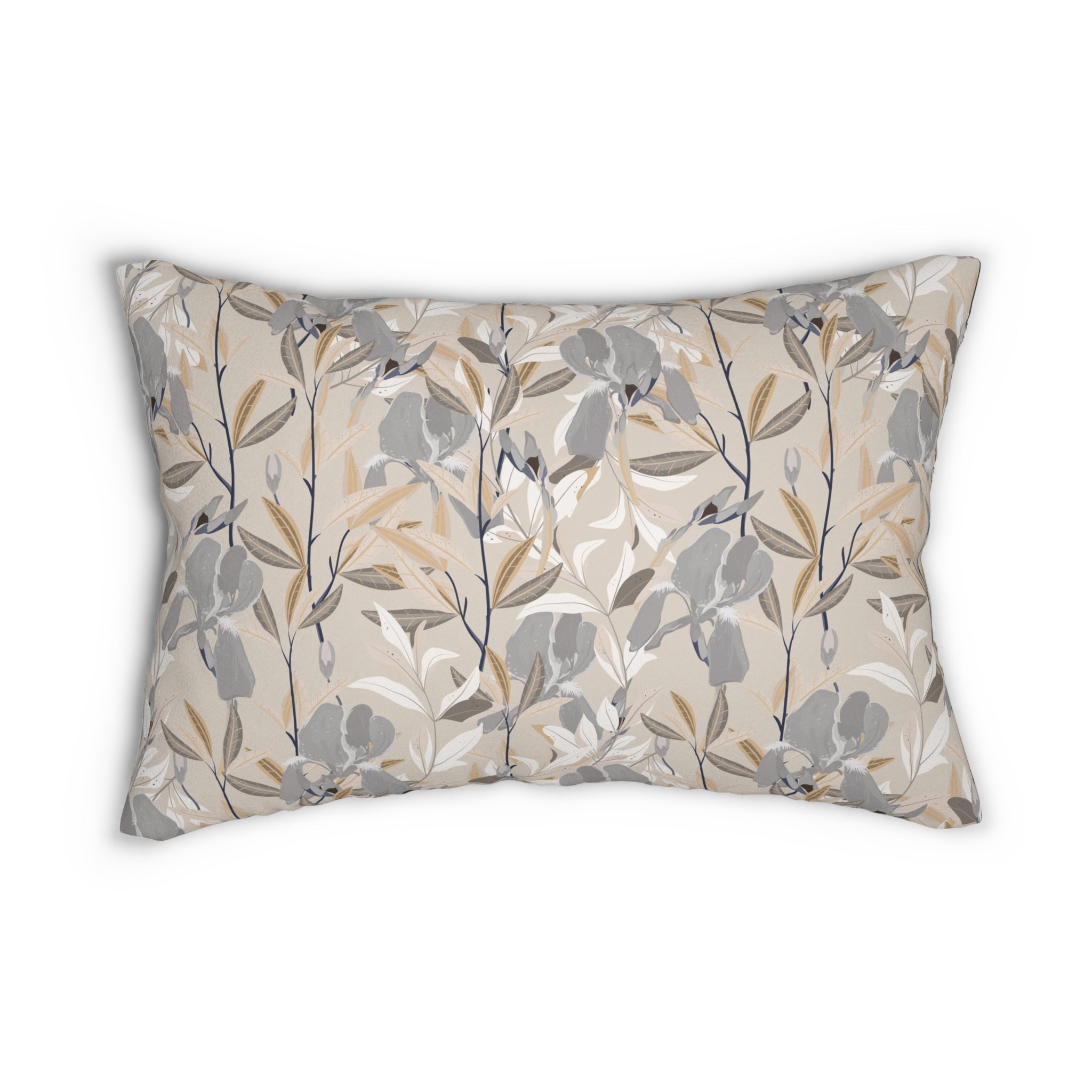 Floral Lumbar Pillow | Neutral Beige Grey Botanical