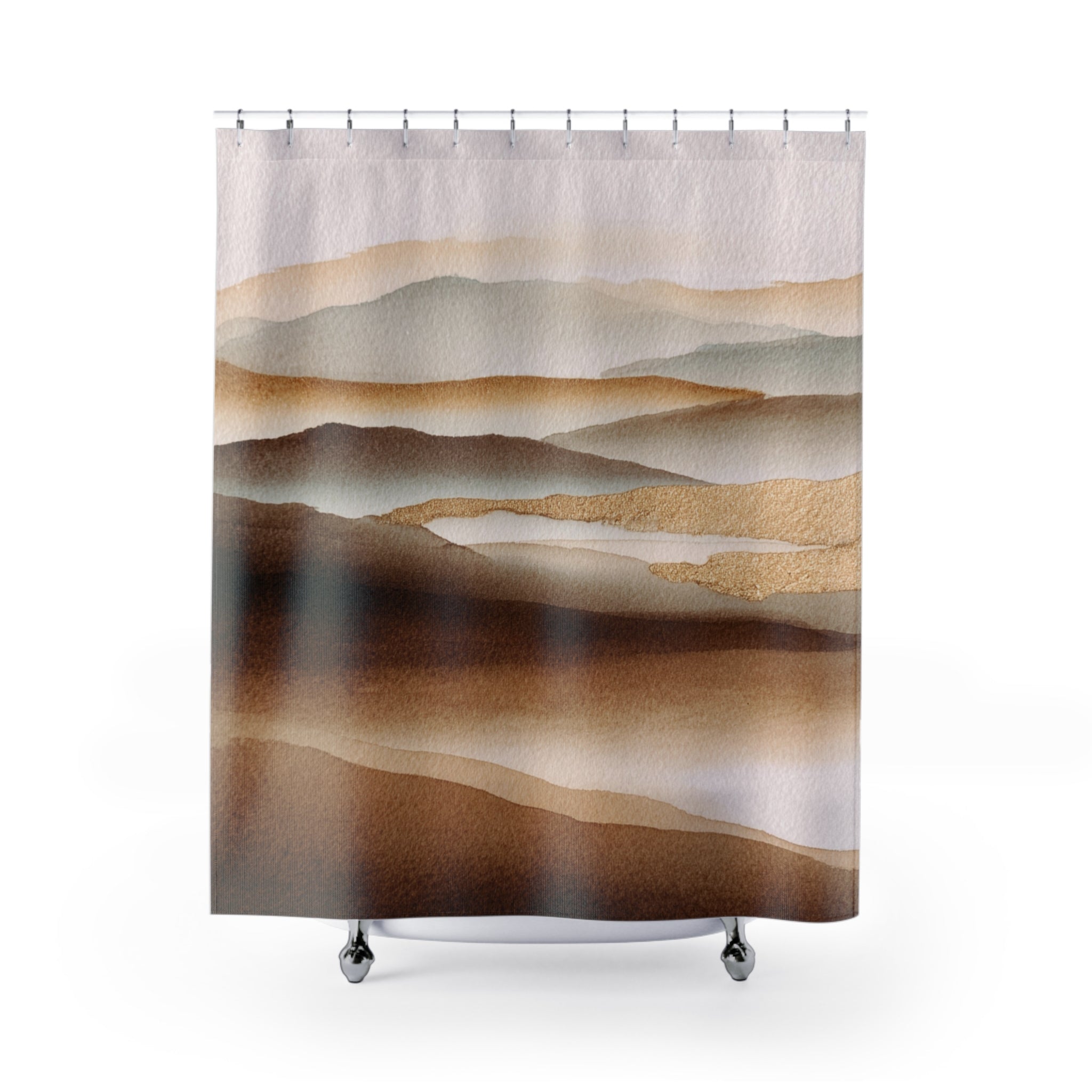 Landscape Shower Curtain | Nature Brown Beige Abstract Art
