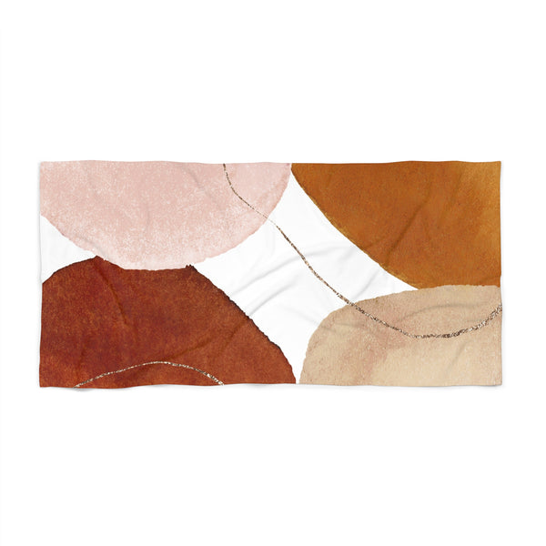 Abstract Bath Towel | Rust Beige, Blush Pink Watercolor