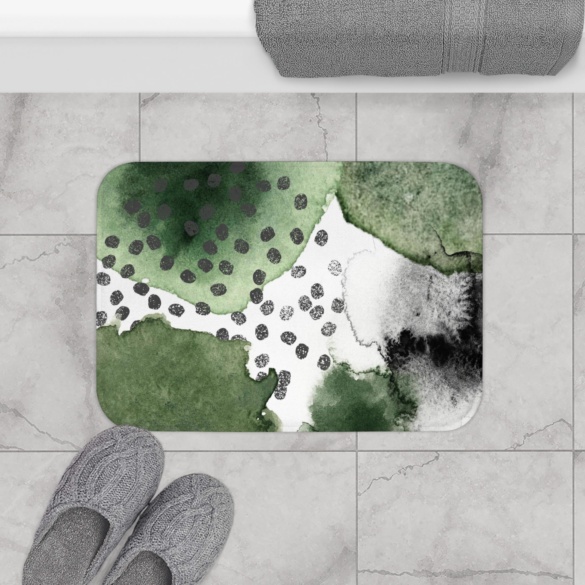 Abstract Bath Mat | Sage Forest Green Ombre