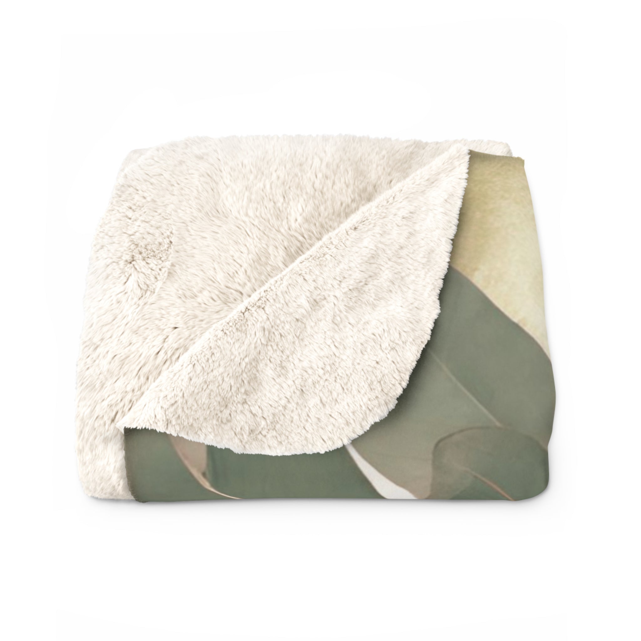 Comfy Blanket | Floral Beige, Sage Green Leaves