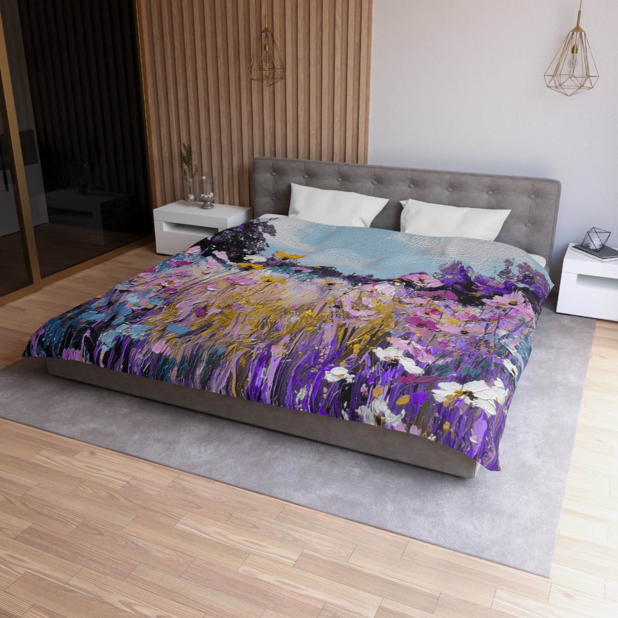 Floral Duvet, Pillow Cover | Purple Blue Bedroom Decor