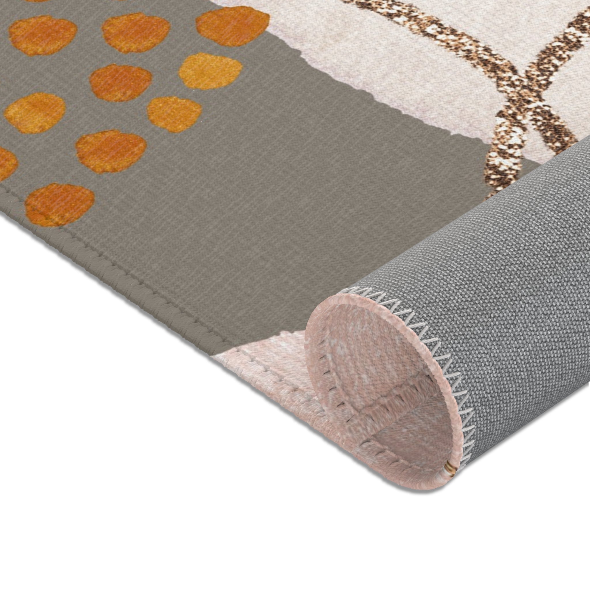 Abstract Area Rug | Watercolor Taupe Blush pink, Burnt Rust
