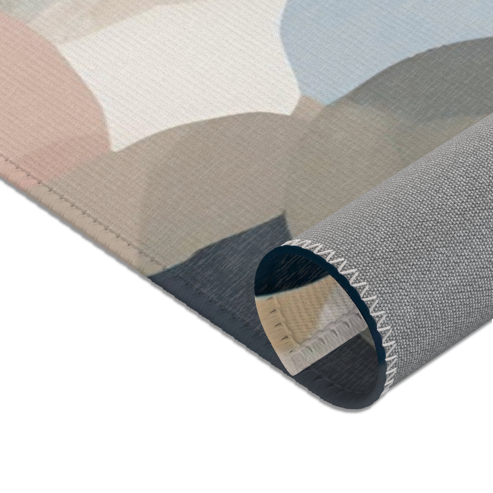 Abstract Area Rug | Sky Deni Blue, Grey Blush Pink Grey Beige Watercolor