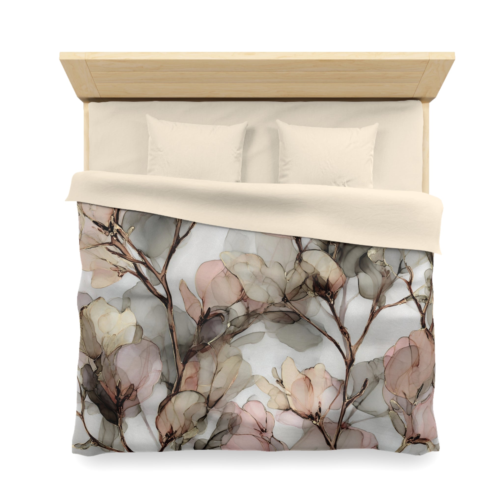 Floral Duvet, Pillow Cover | Pink Beige Bedroom Decor