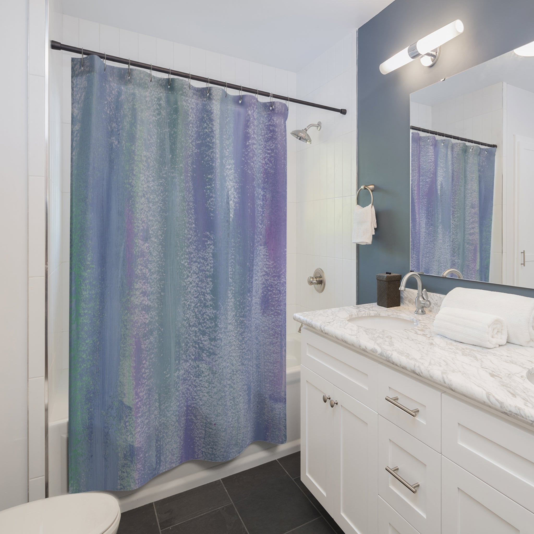 Textured Shower Curtain | Lavender Teal Ombre