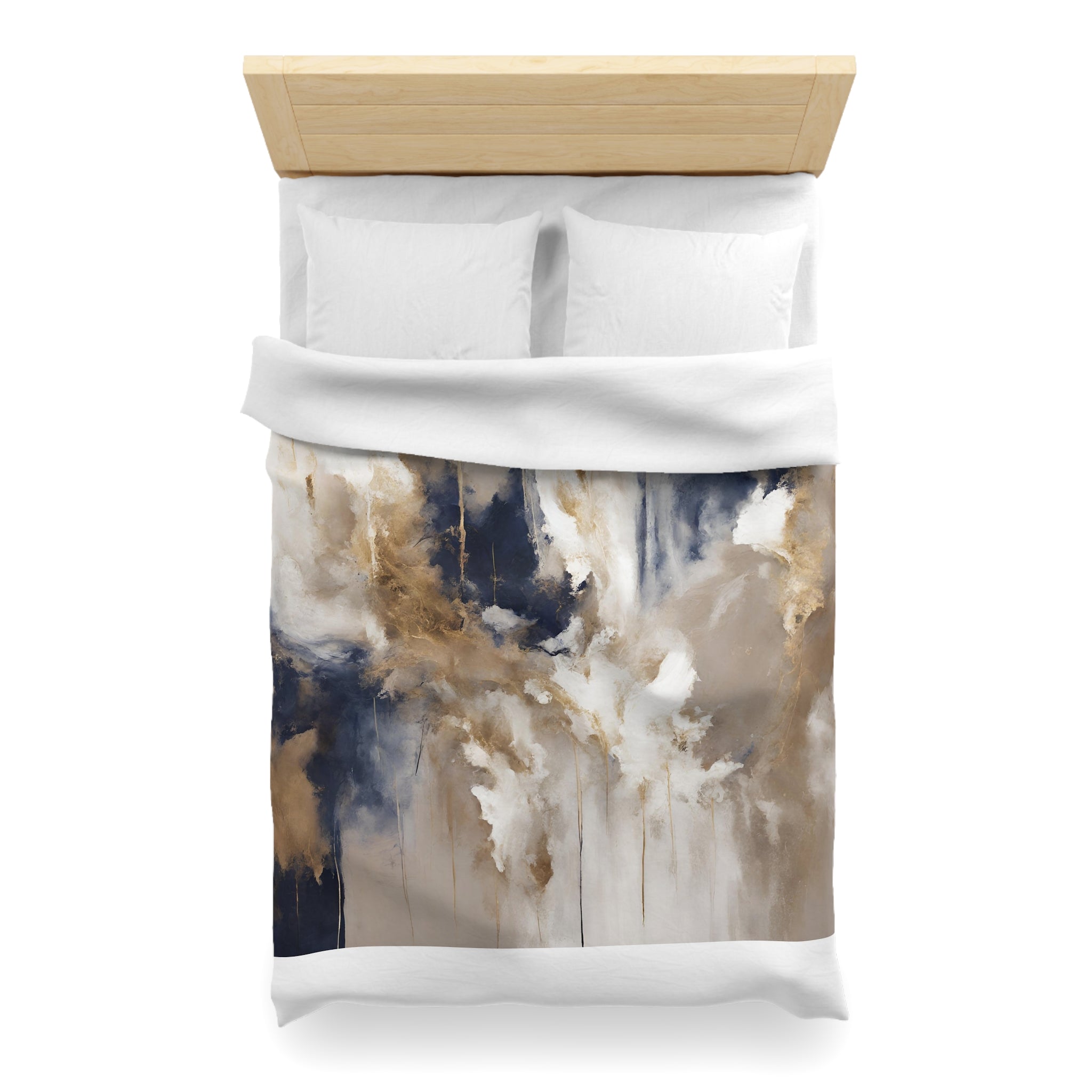 Abstract Duvet, Pillow Cover Set | Navy Blue Beige Bedroom Set