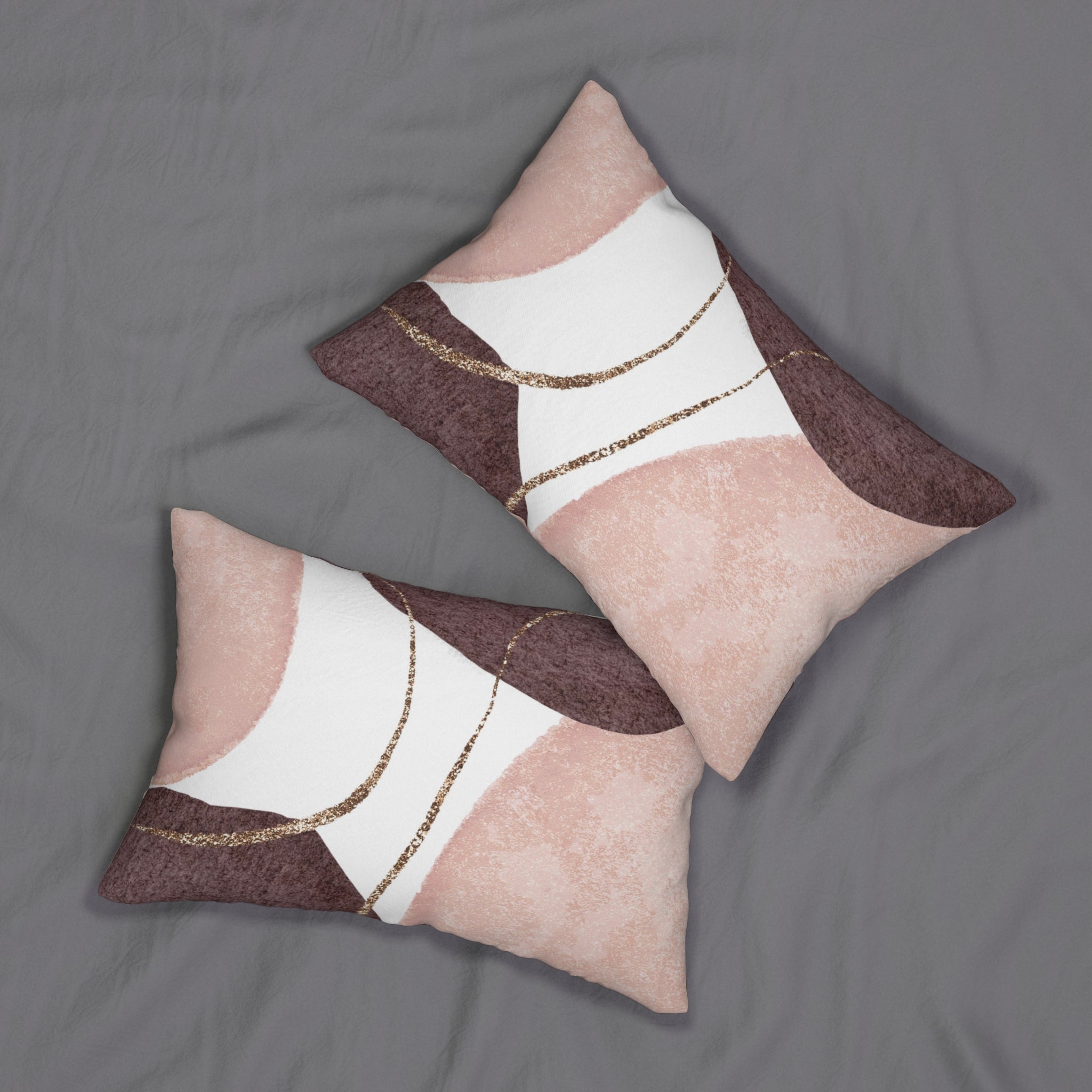 Abstract Lumbar Pillow | Blush Pink, White Burgundy Wine