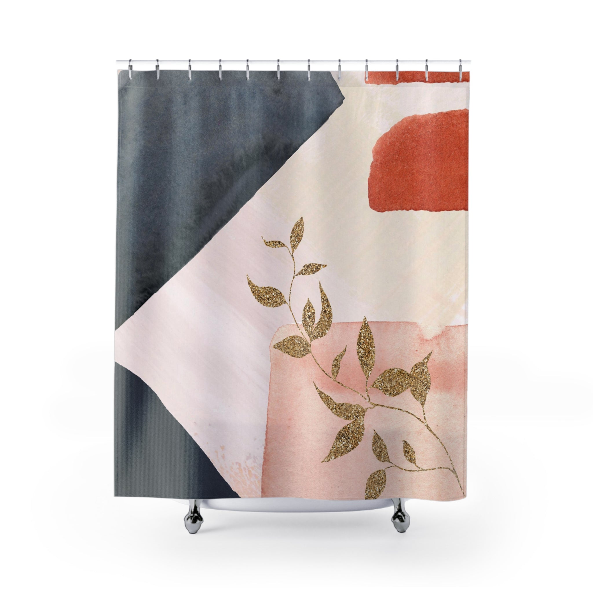 modern boho fabric shower curtain