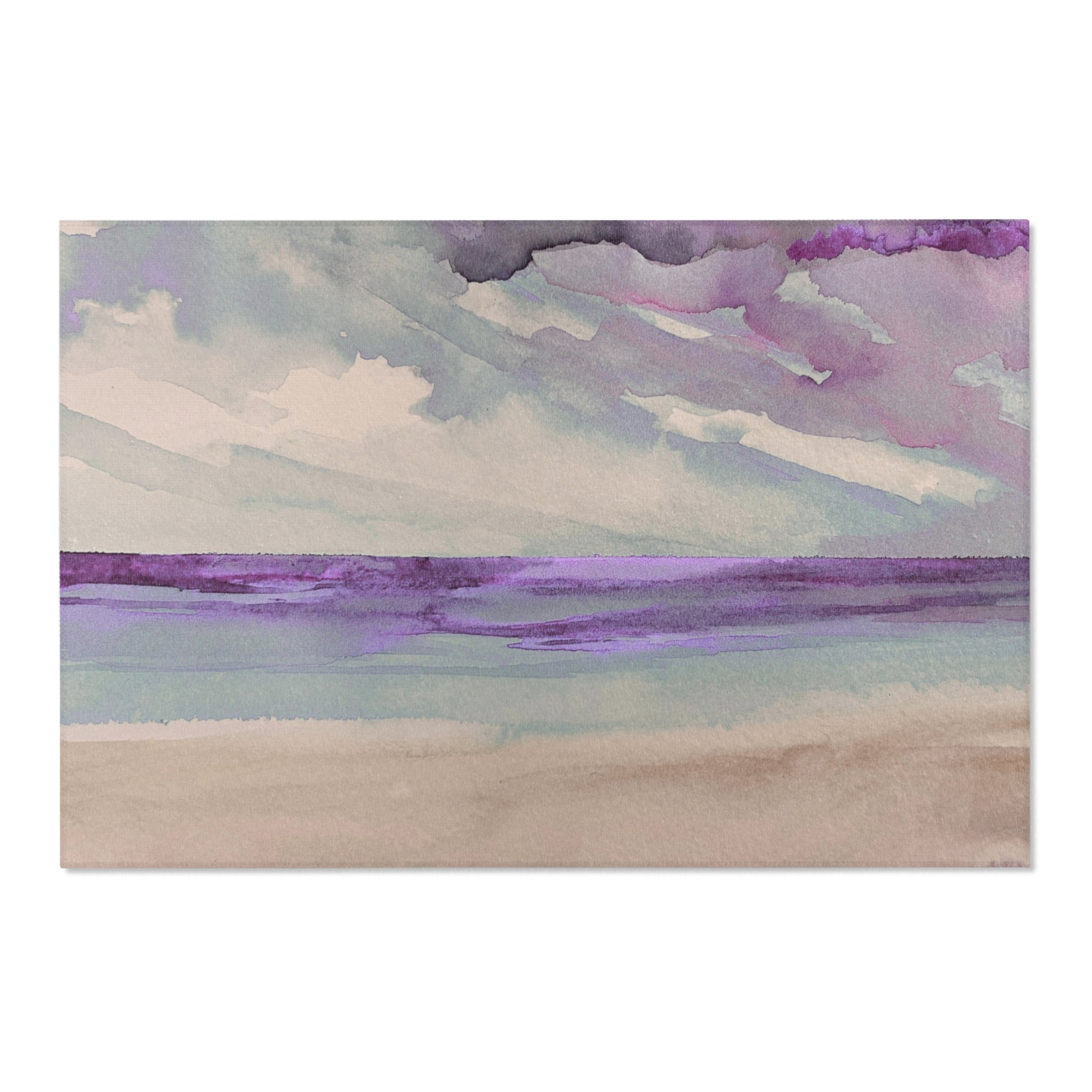 Abstract Area Rug | Beige Blue Purple Sky