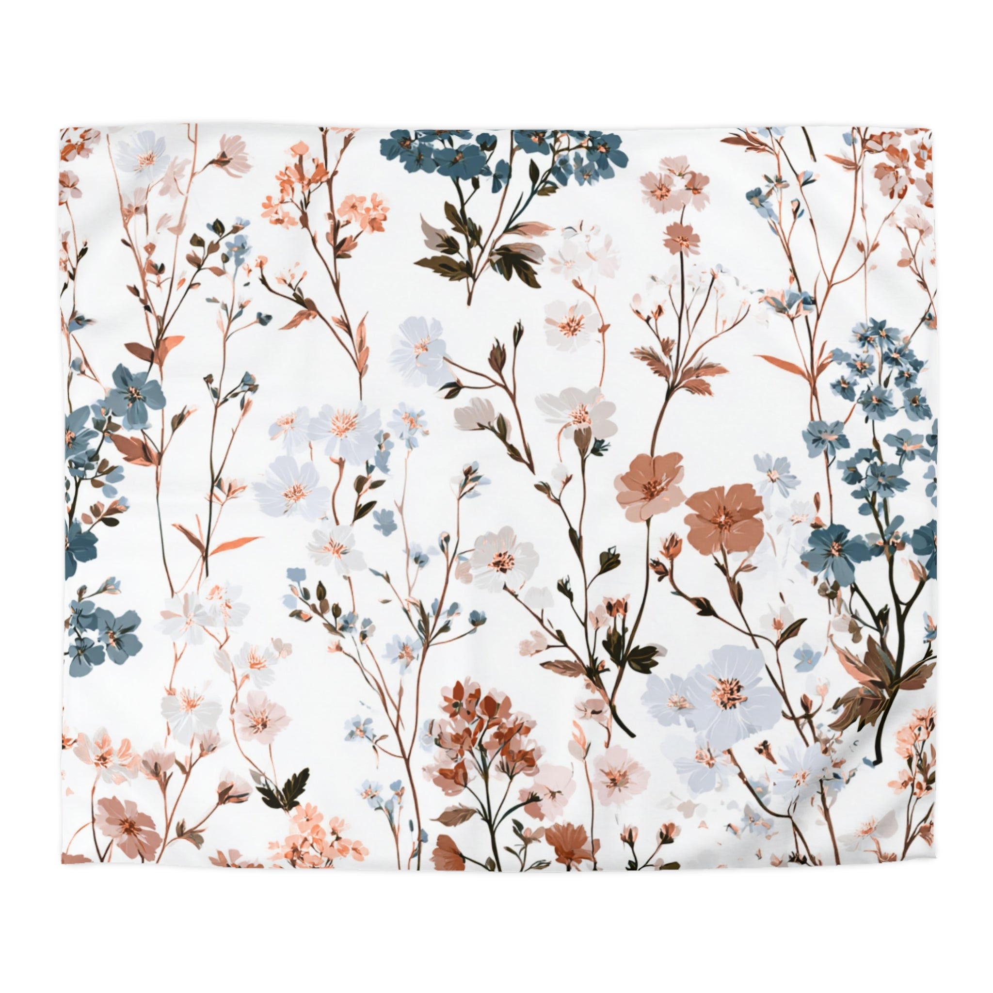 Floral Modern Duvet, Pillow Cover | White Beige Bedroom Decor