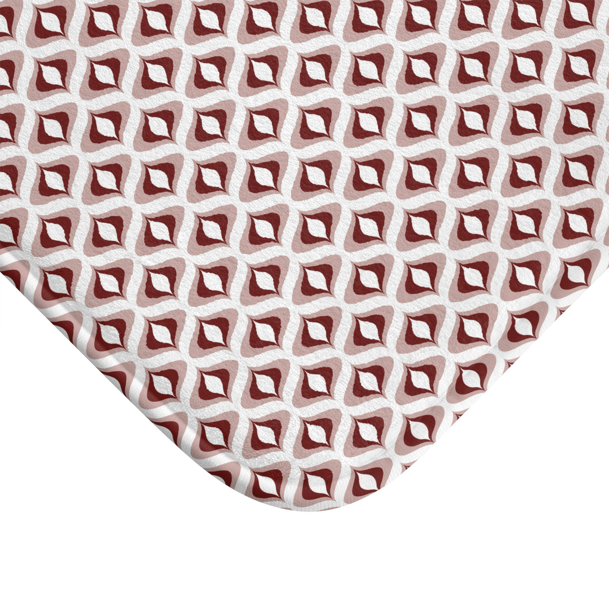 Burgundy Blush Retro Ogee Bath Mat, Art Deco Bathroom Rug