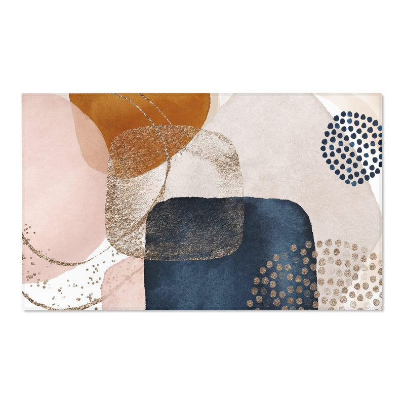 Abstract Area Rug | Navy Blush Pink Gold Blush Beige