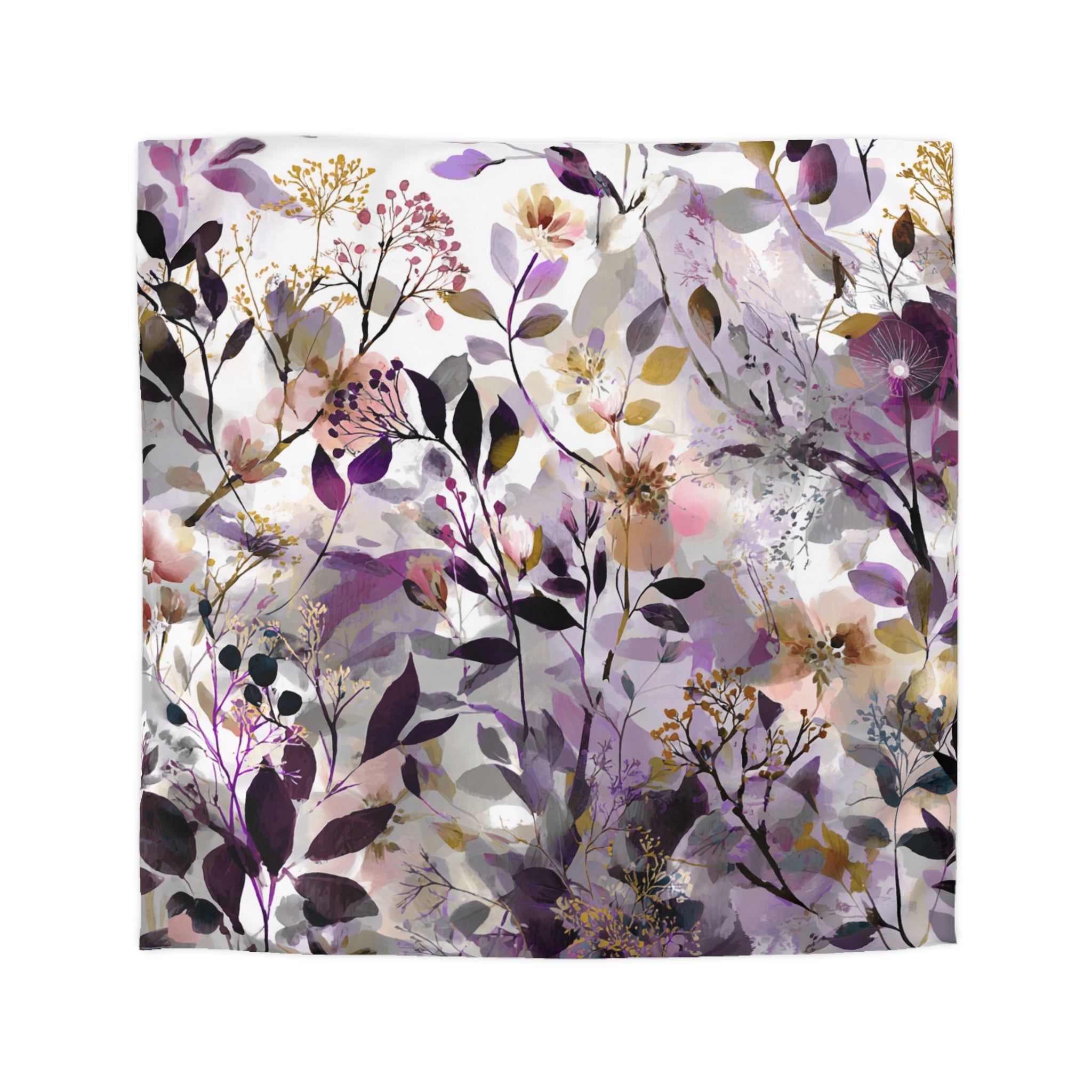 Floral Duvet, Pillow Cover | Purple Beige Bedroom Decor