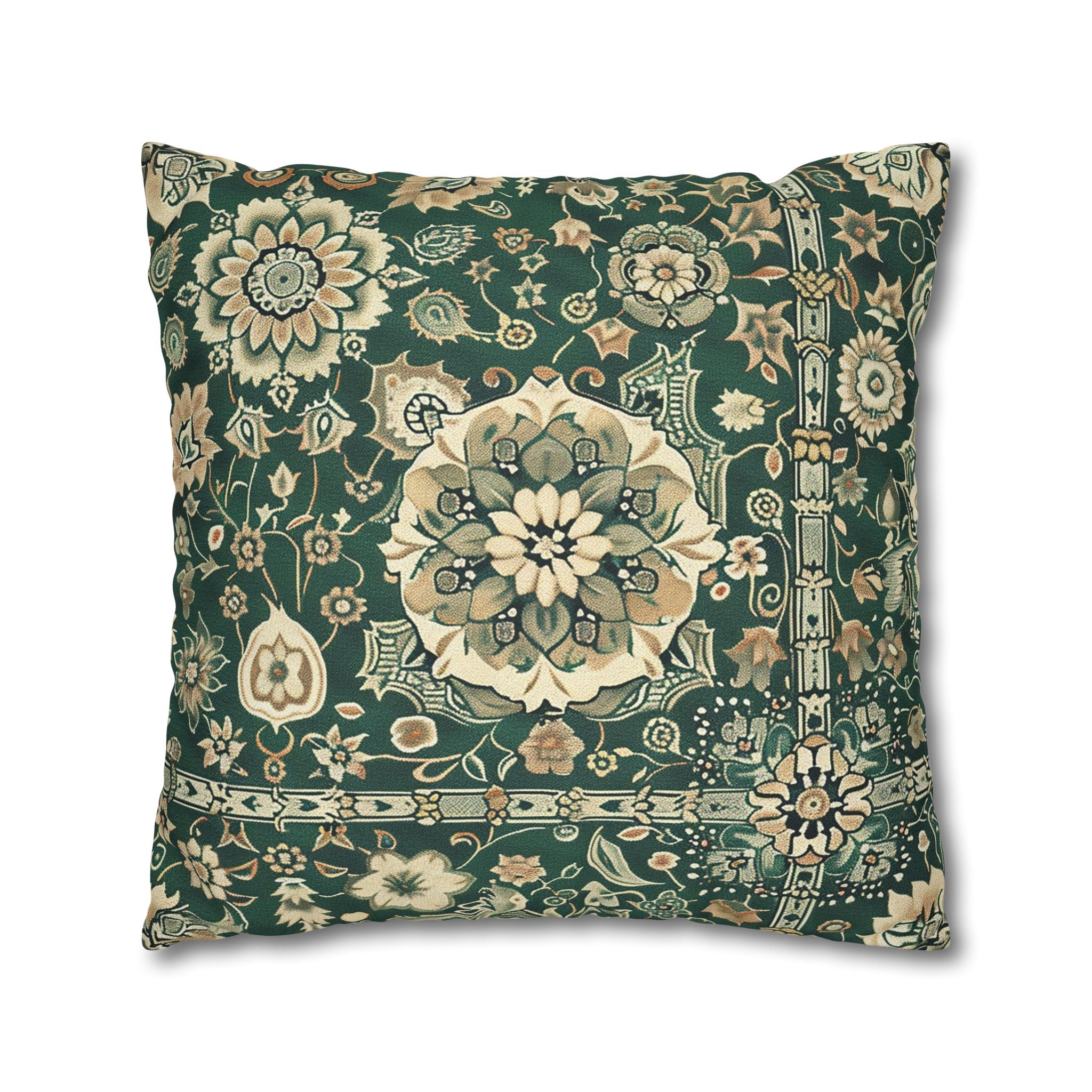 Vintage Mandala Pillow Cover | Art Nouveau Green Beige