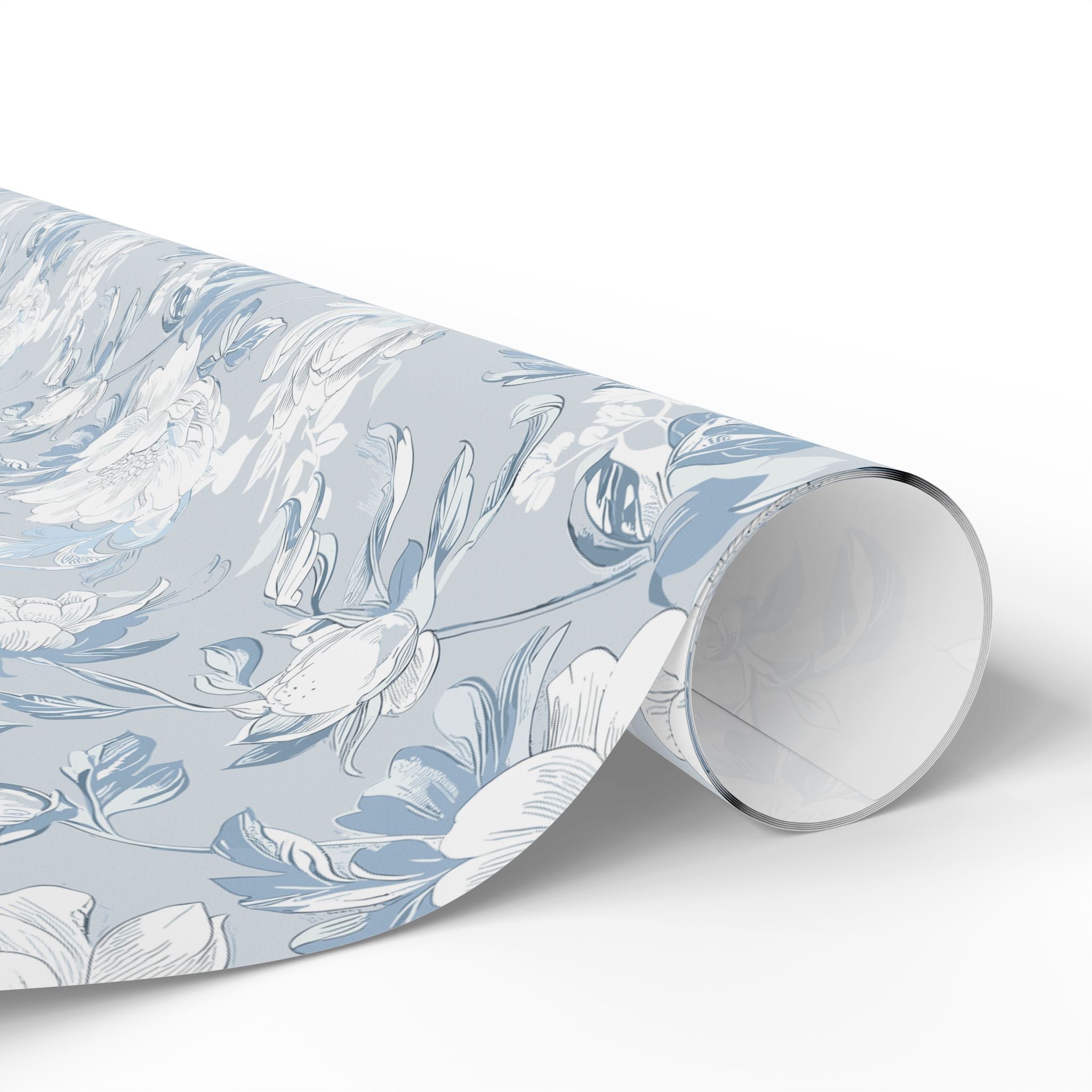 Floral Wrapping Papers, Light Blue Botanical Gift Wrapping for the Holidays, Birthdays