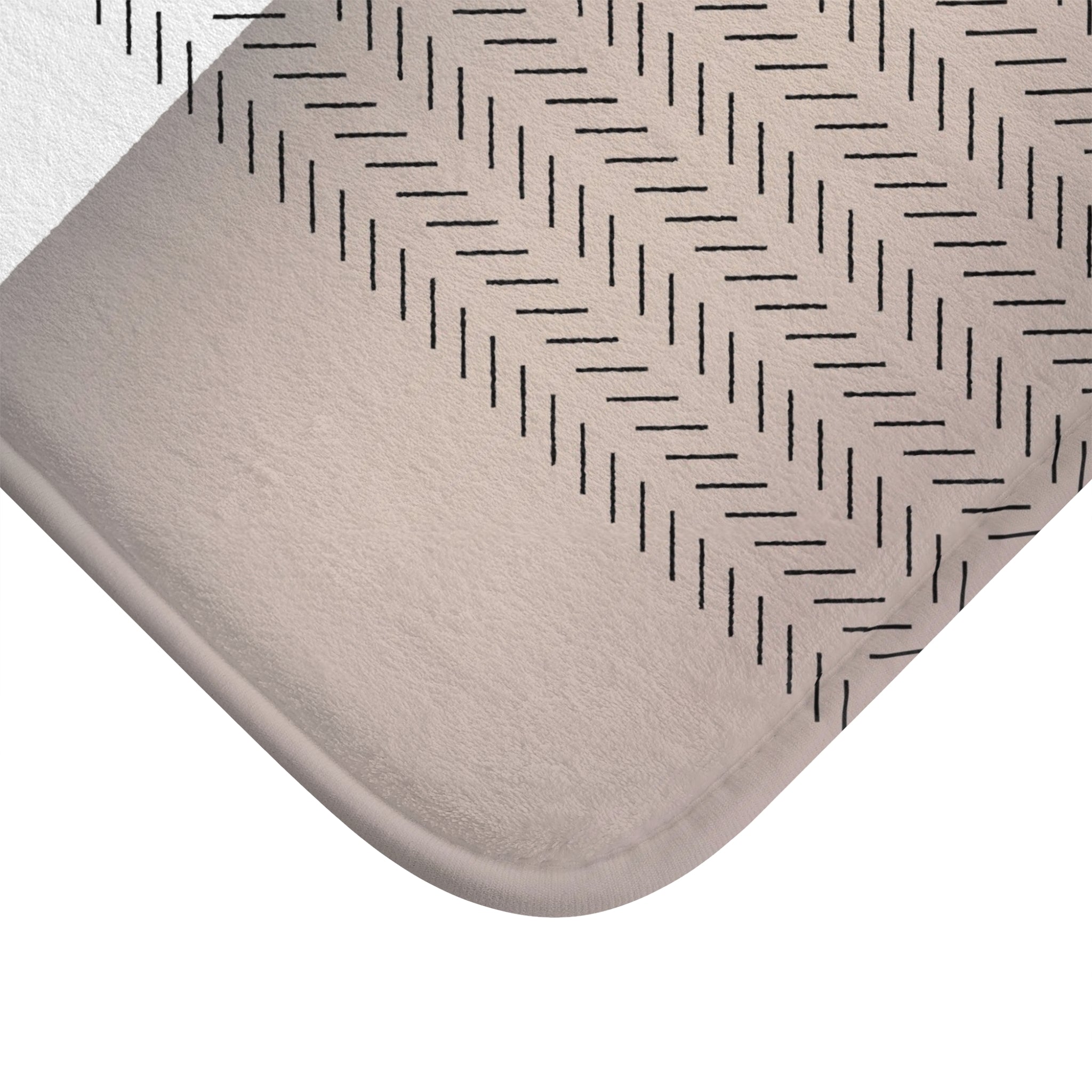 Art Deco Bath Mat, Kitchen Mat | Geometric White Beige Black