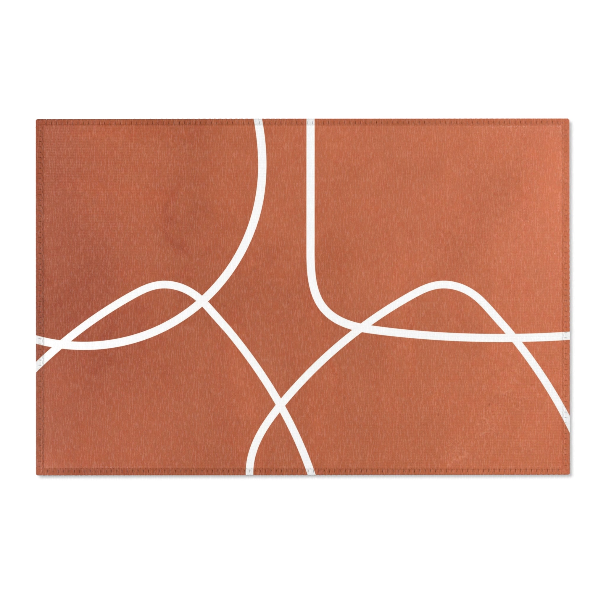 Abstract Minimalist Area Rug | Terracotta White Rug