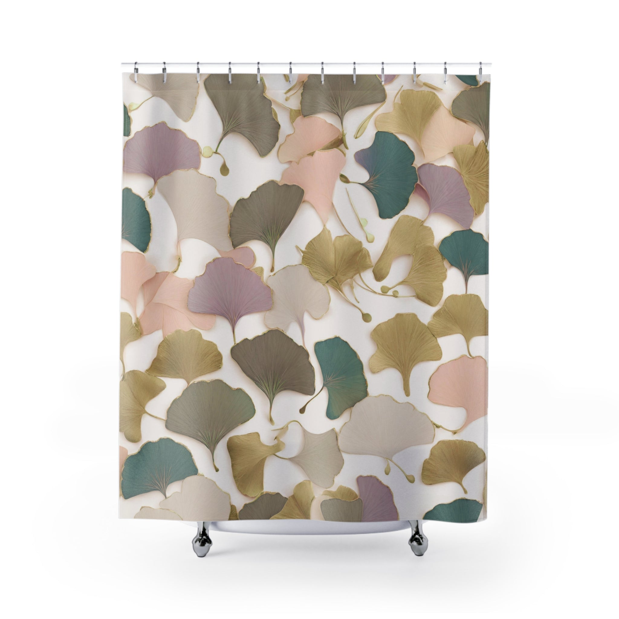 Ginko Floral Shower Curtain | Neutral Earthy Bathroom