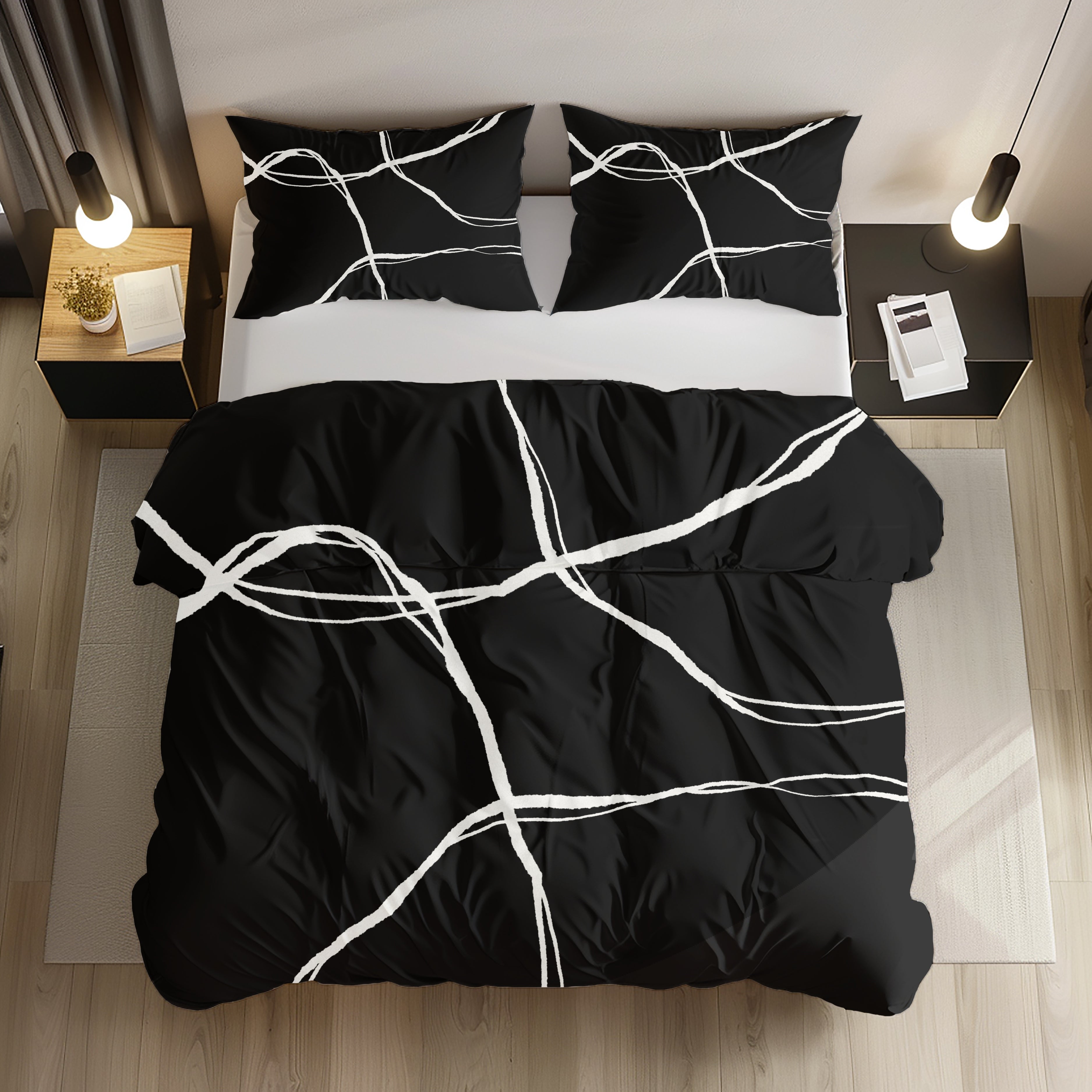 Abstract Duvet Cover | Black White Minimalist | Bedroom Decor