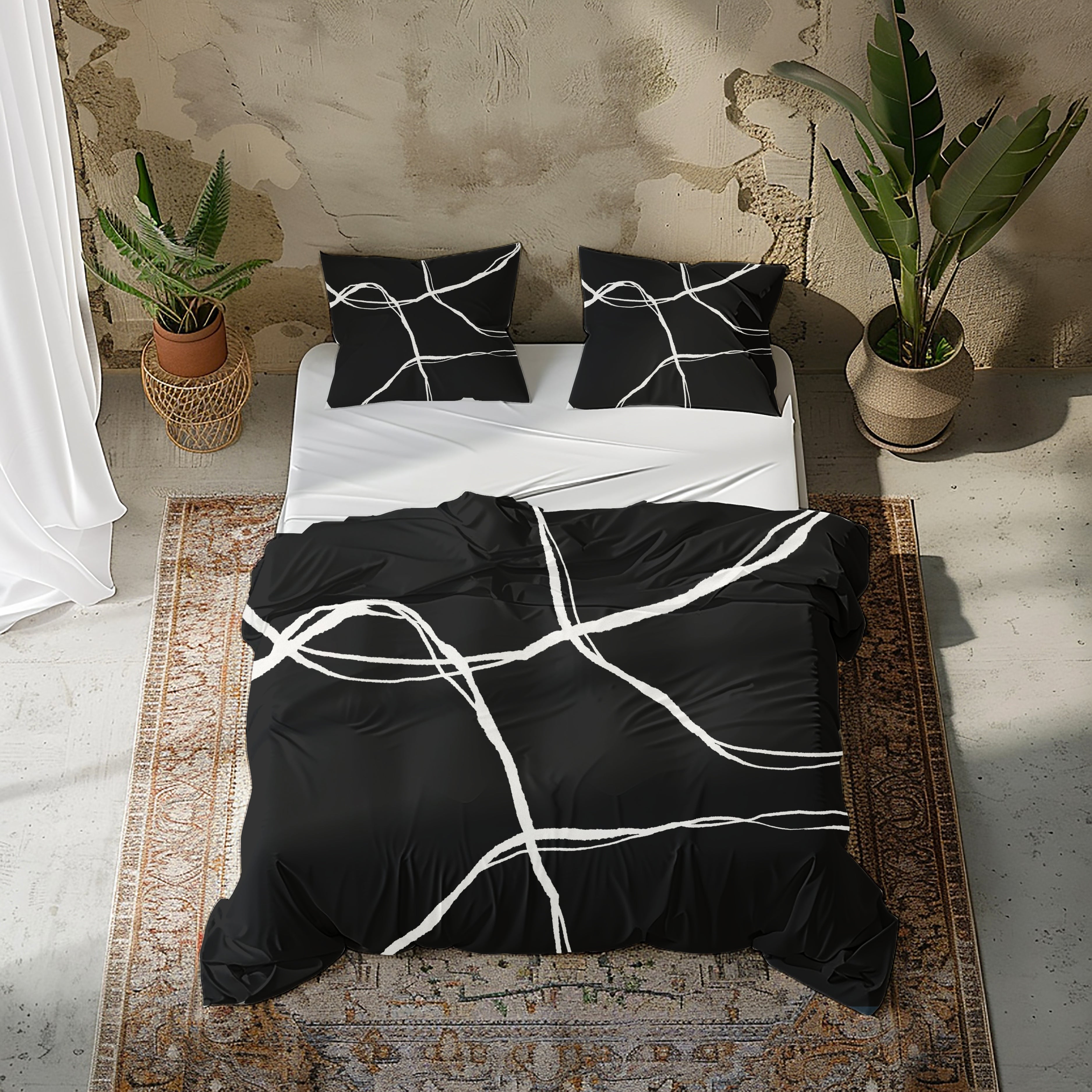 Abstract Duvet Cover | Black White Minimalist | Bedroom Decor