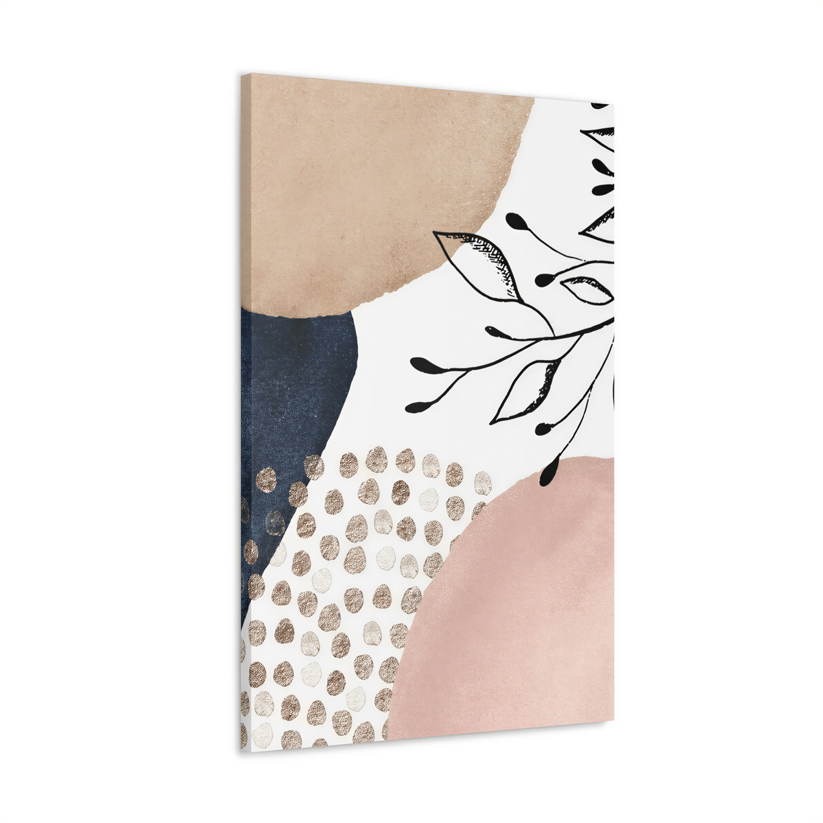 Abstract Wall Canvas Print Hygge Blush Pink hanging above a sofa