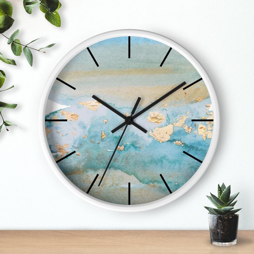 Abstract 10" Wood Wall clock | Blue Beige Ombre - Wall Clock