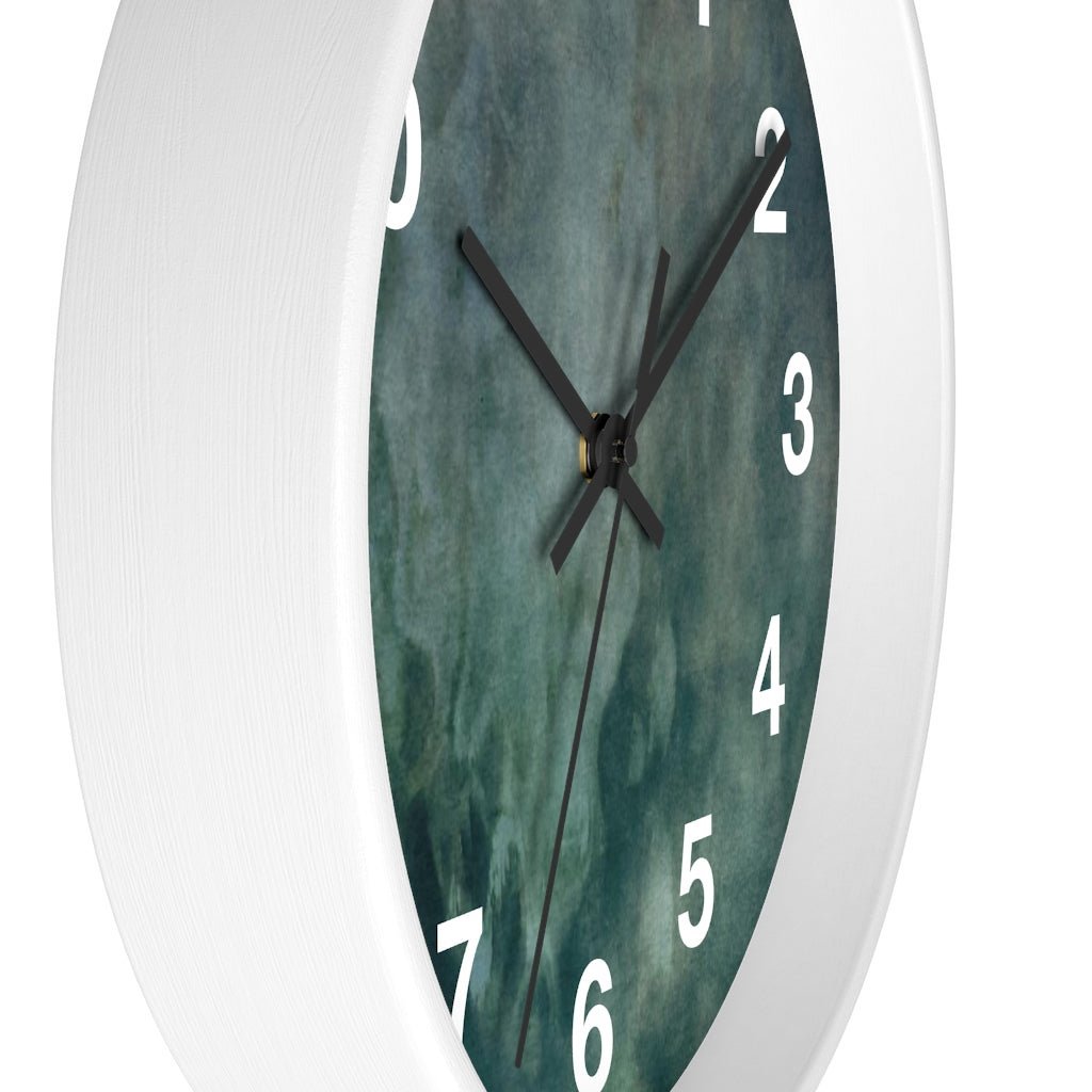 Abstract 10" Wood Wall Clock | Dark Green White - Wall Clock